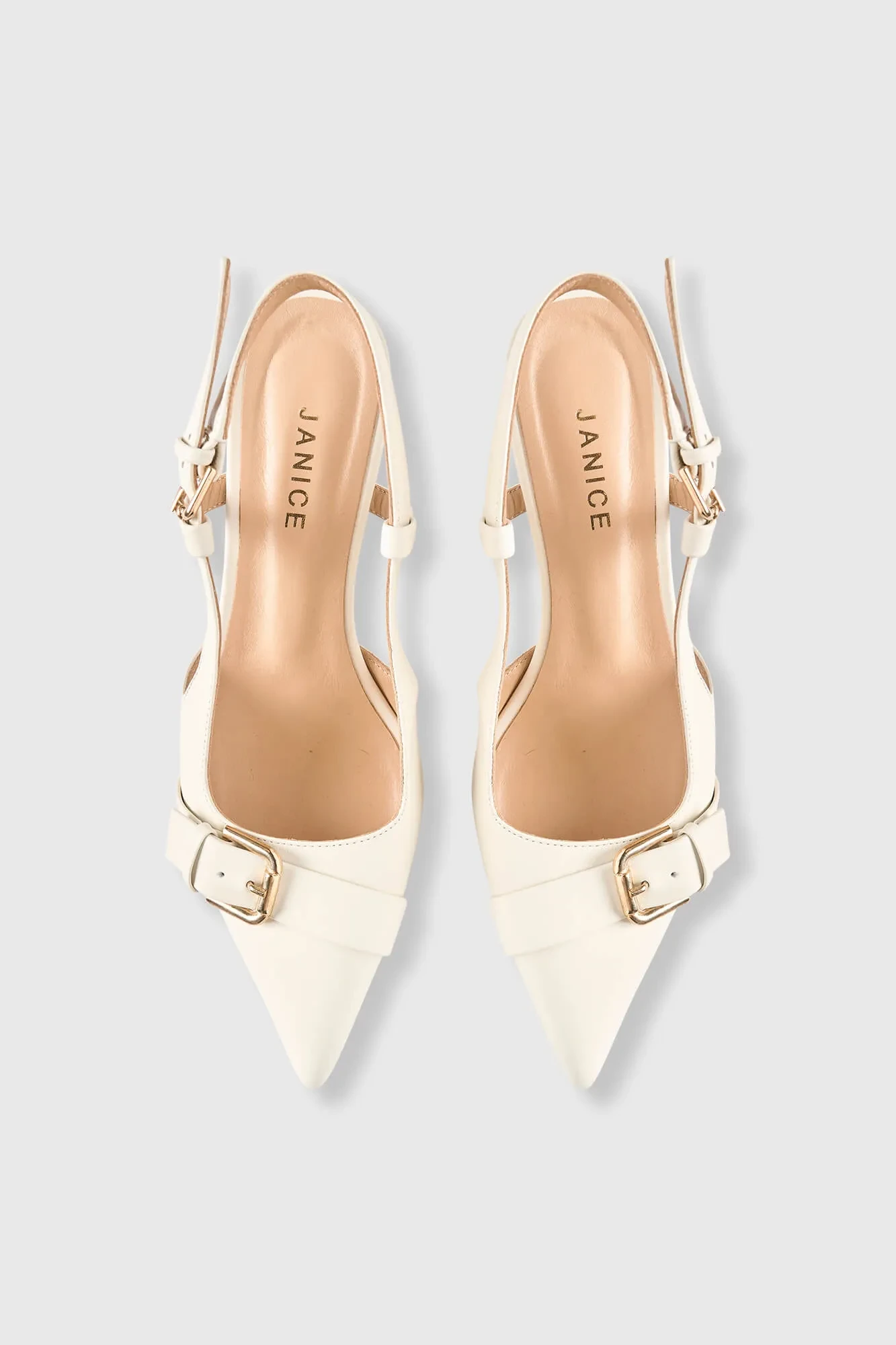 Slingbacks für Damen aus Leder mit Absatz, Modell Elio, Off-White