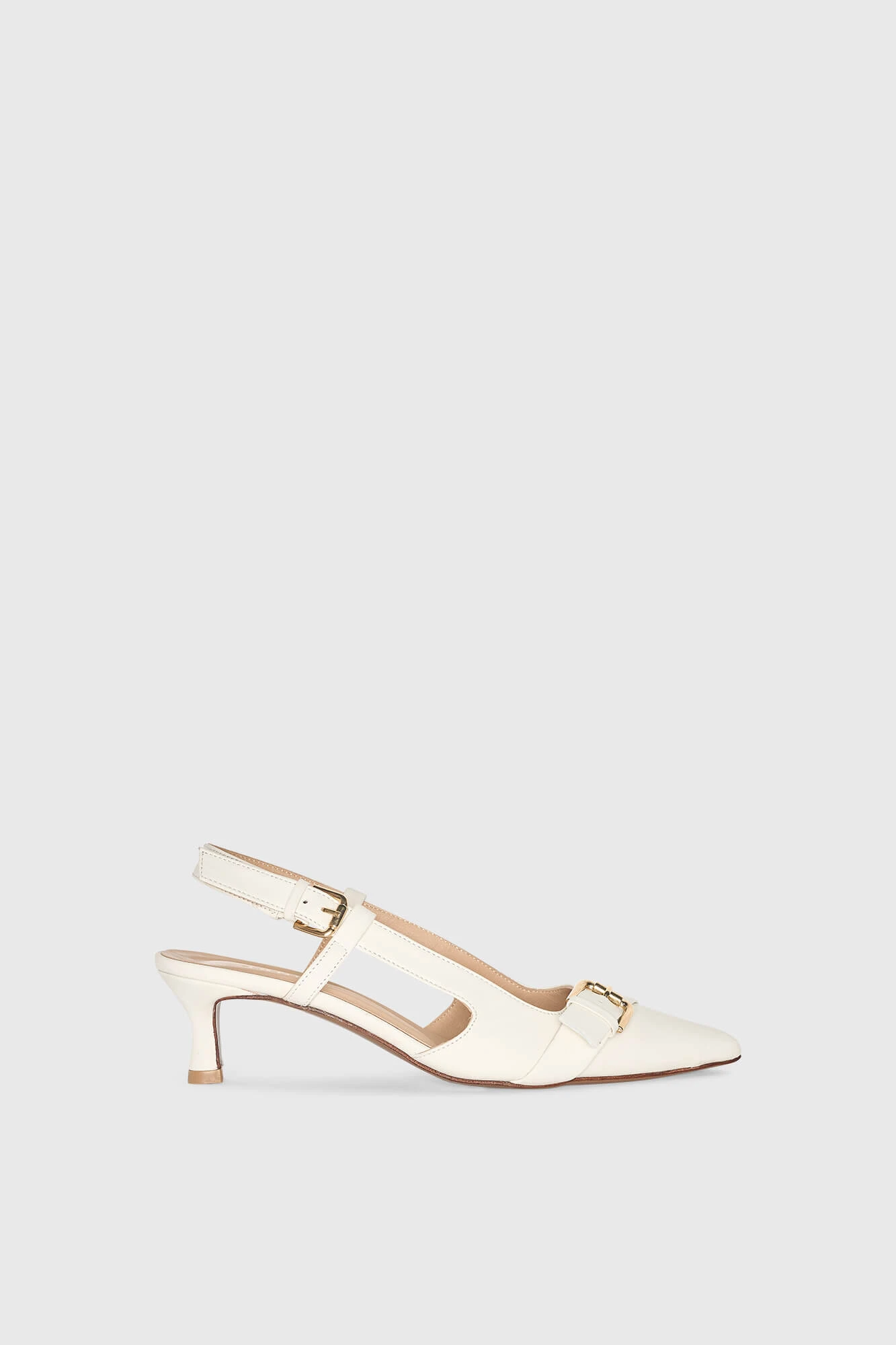 Slingbacks für Damen aus Leder mit Absatz, Modell Elio, Off-White