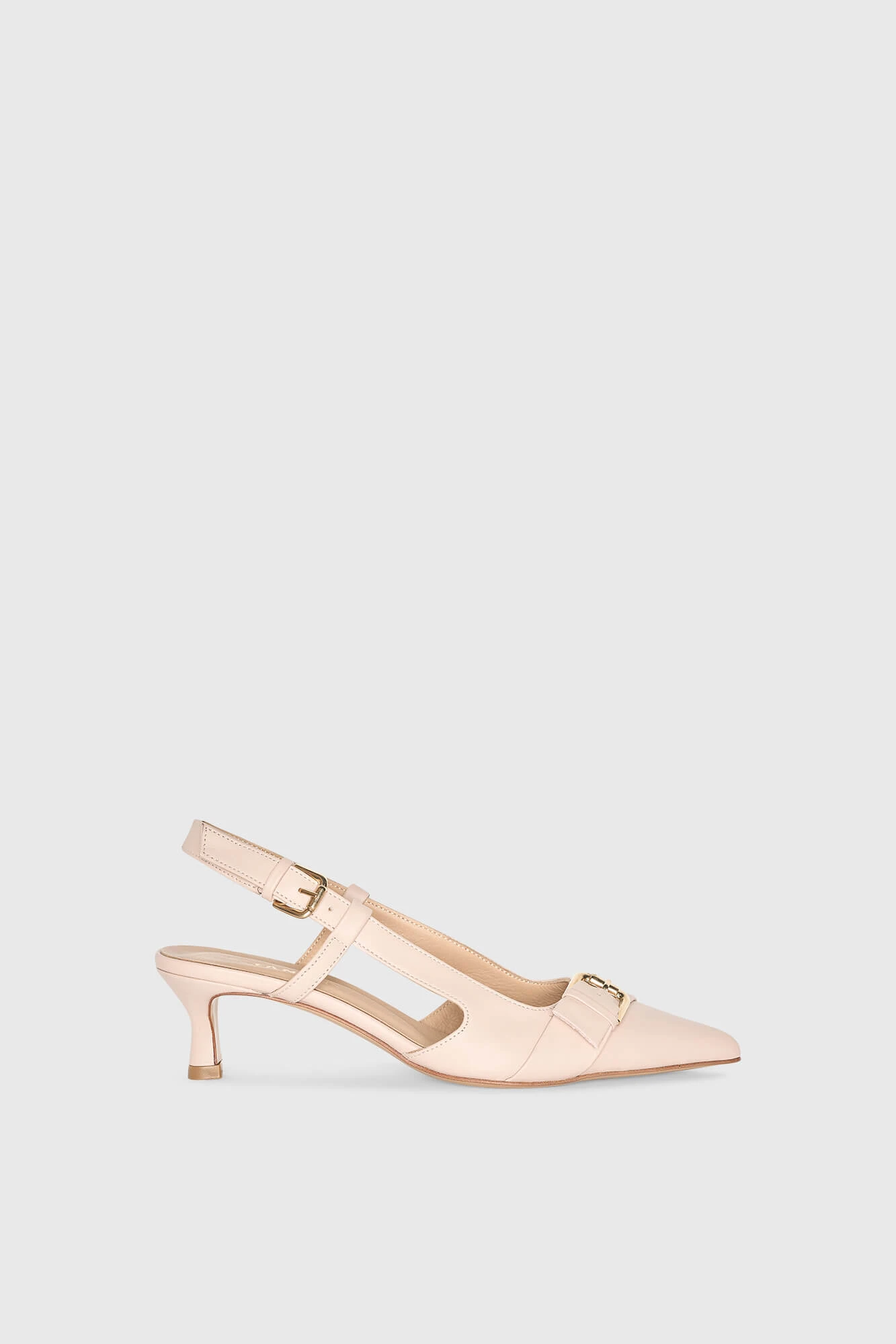 Women's Leather Slingbacks with Heel, Pink, Elio