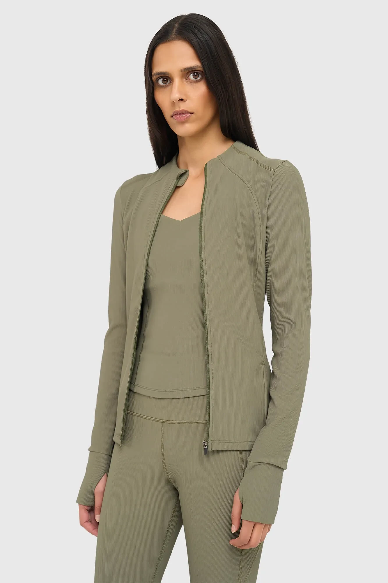 Sportjacke für Damen, grün, gerippt, Texas