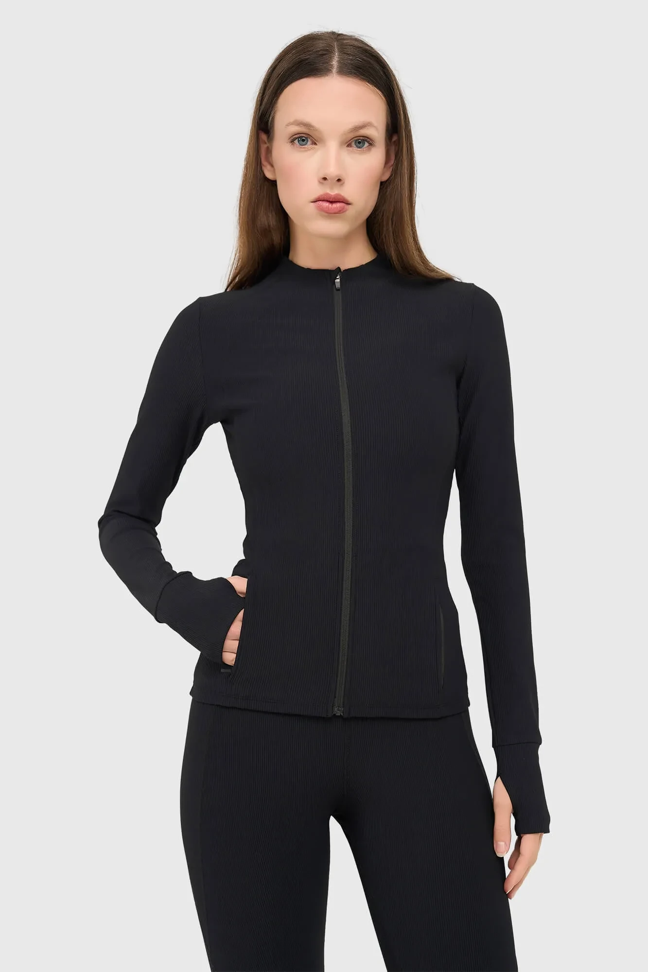 Sport Vest Jasje Dames Zwart Rib Texas