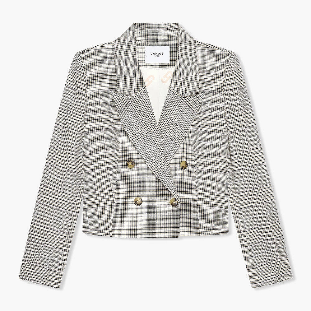 Ruiten Blazer Dames Kort Stan Beige