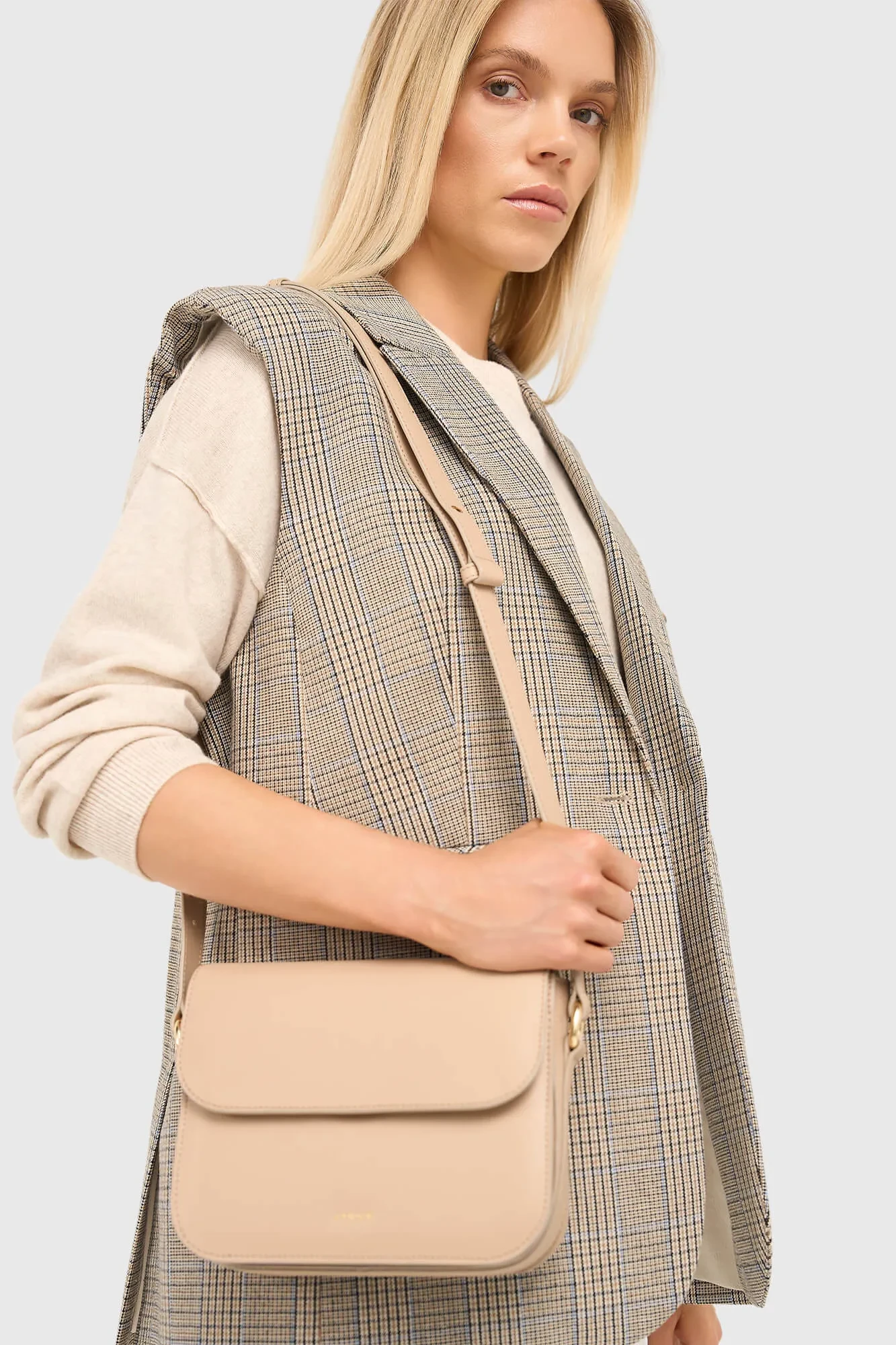 Lederhandtasche für Damen Elias Beige