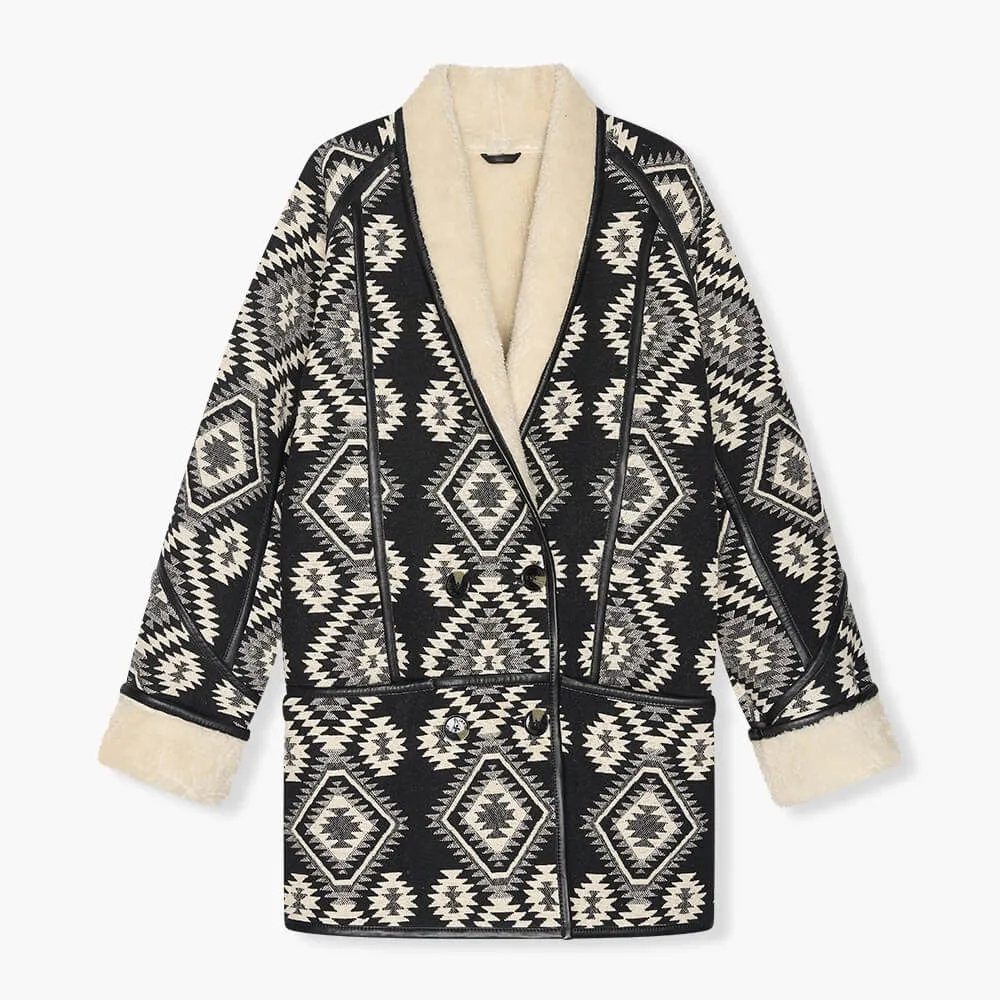 Jas Dames Zwart Creme Raf Jacquard Aztec