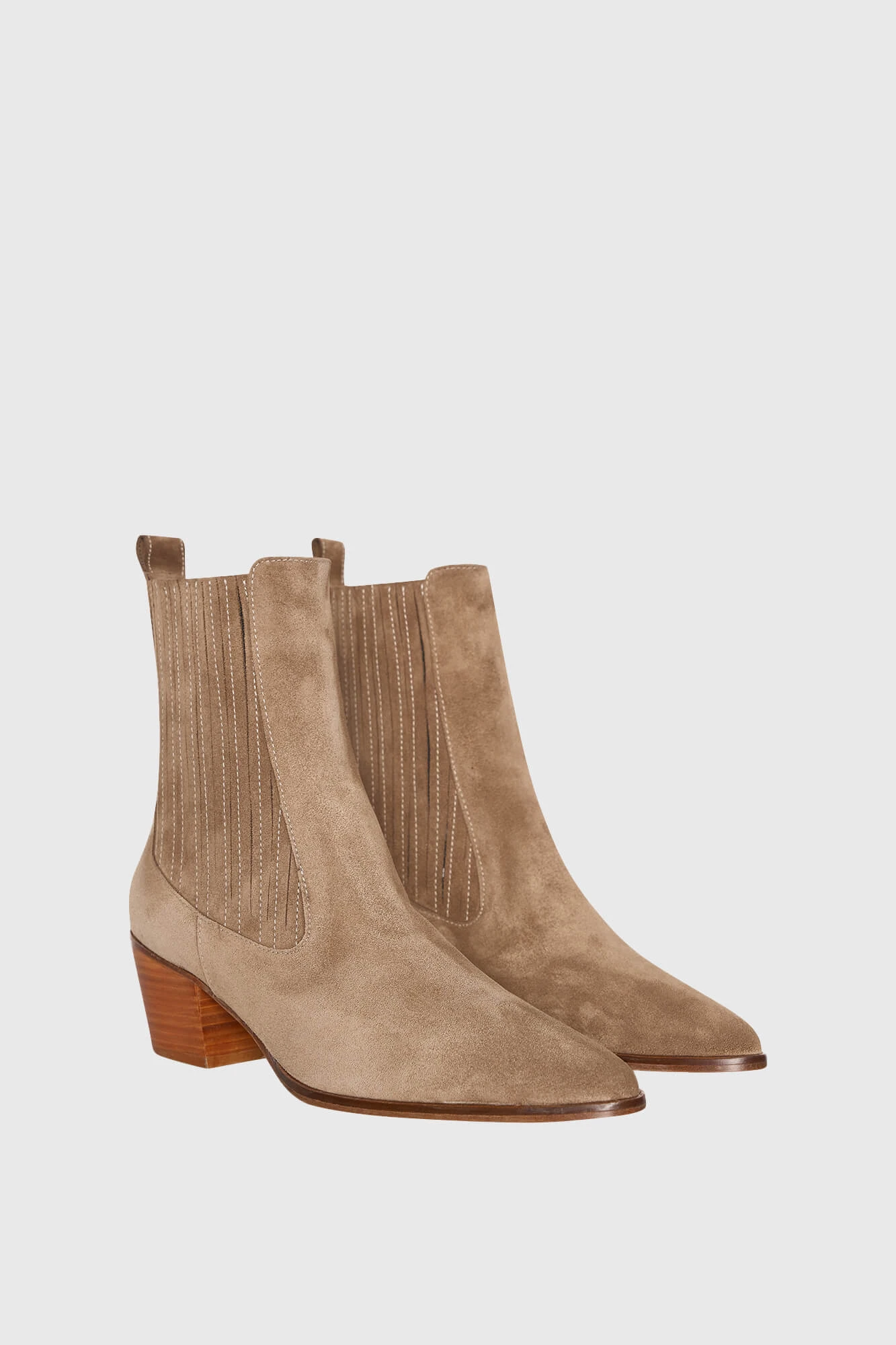 Enkellaars Western Dames Suede Colt Cognac