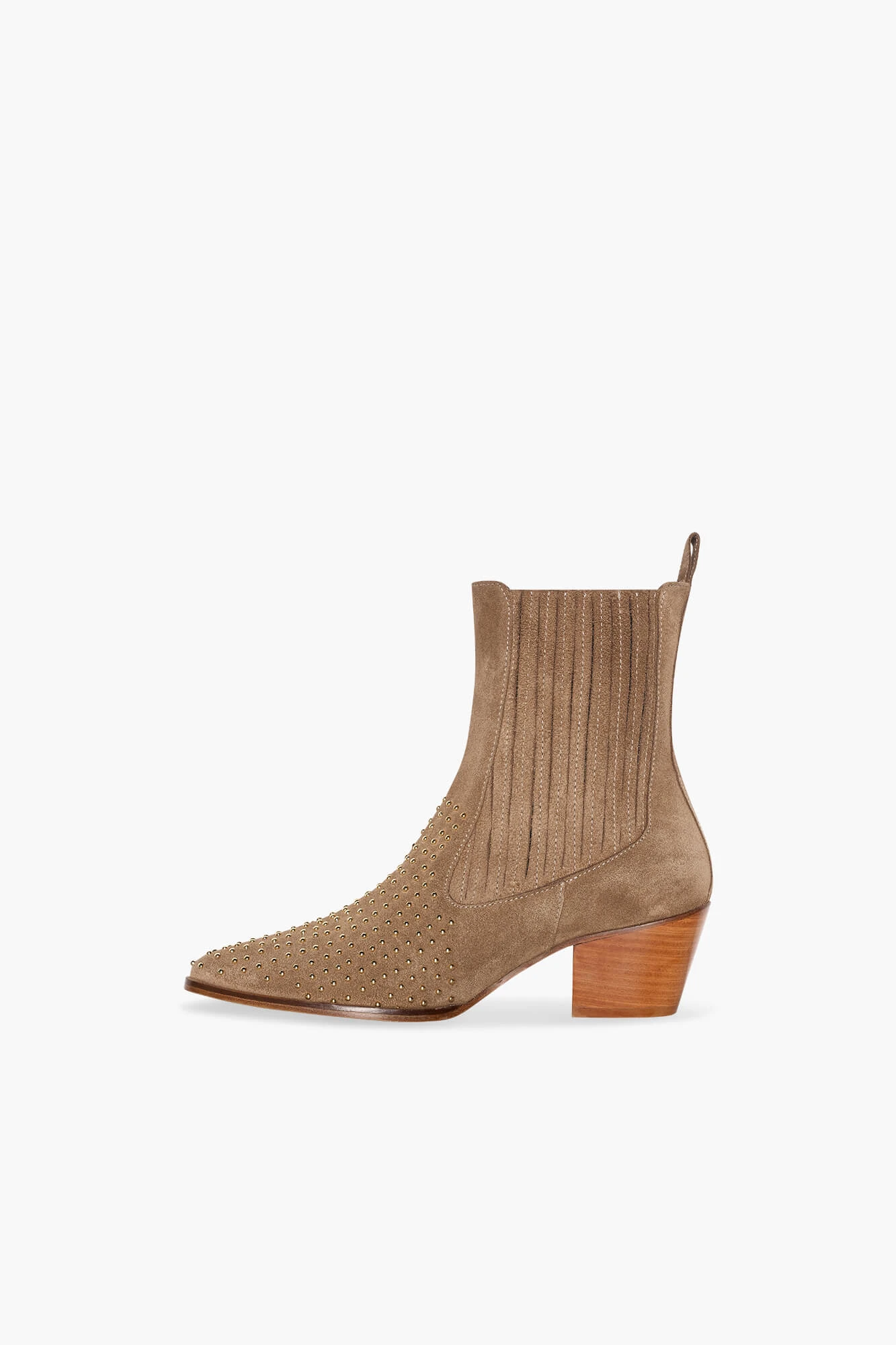 Stiefeletten im Westernstil für Damen aus Wildleder, Modell „Colt“, Farbe Cognac, mit Nieten