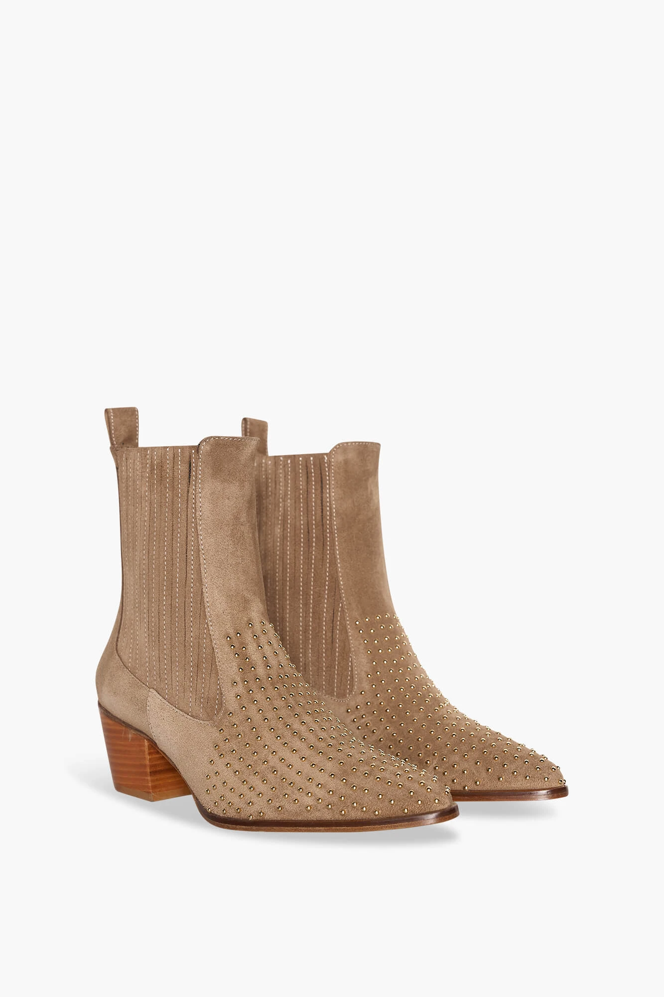 Enkellaars Western Dames Suede Colt Cognac Studs