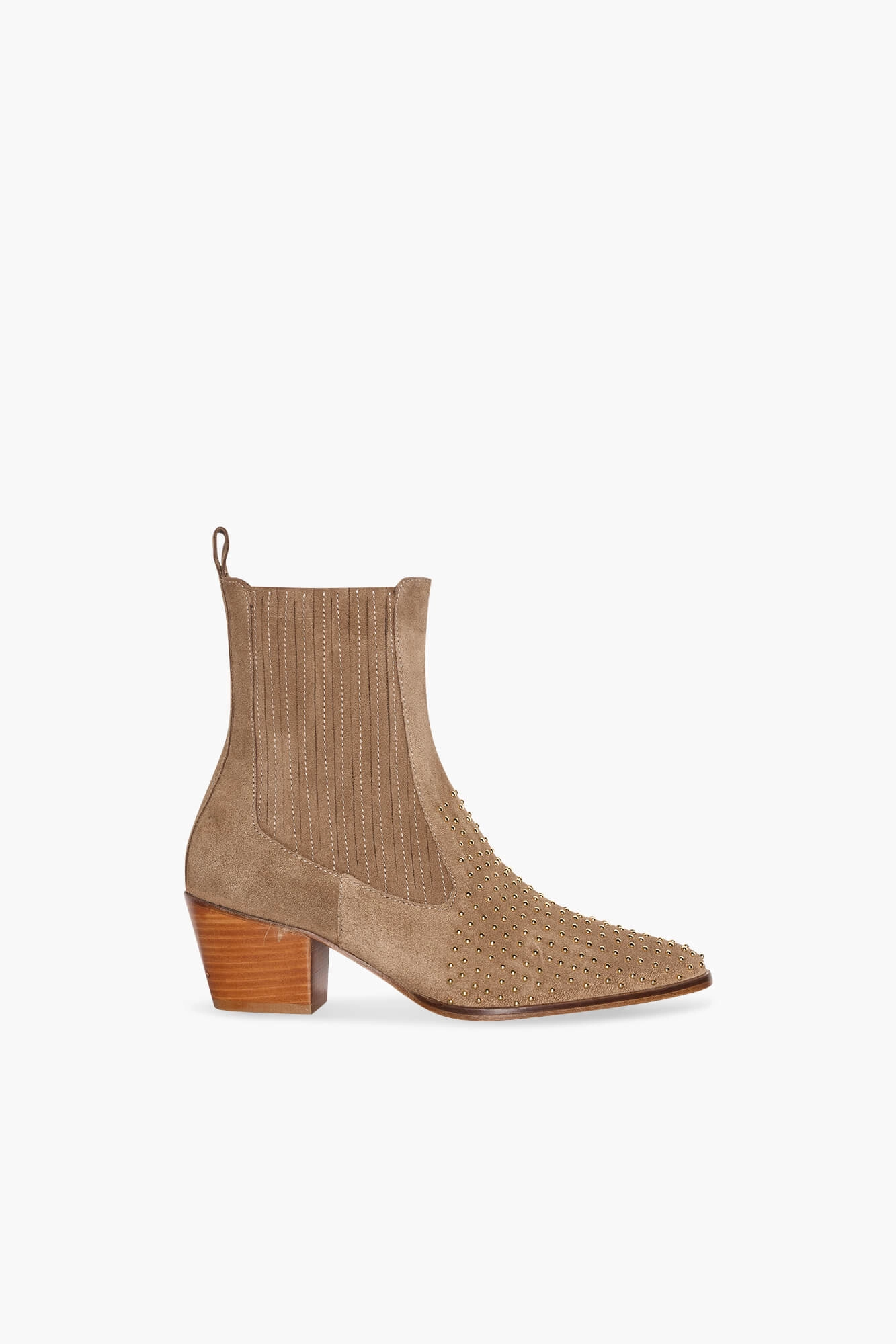 Enkellaars Western Dames Suede Colt Cognac Studs