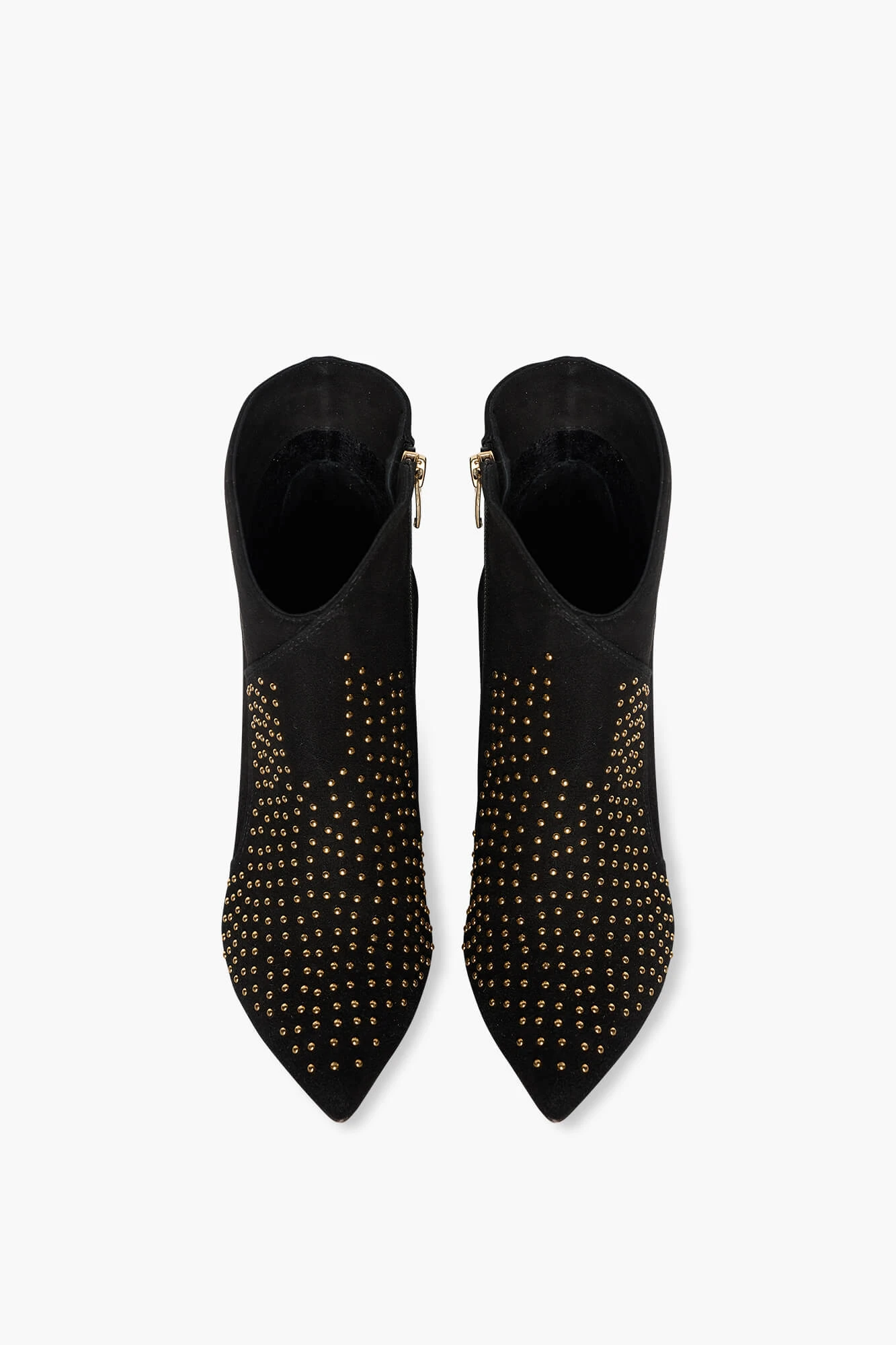 Damenstiefel aus Wildleder mit Nieten, Modell Stewart, schwarz