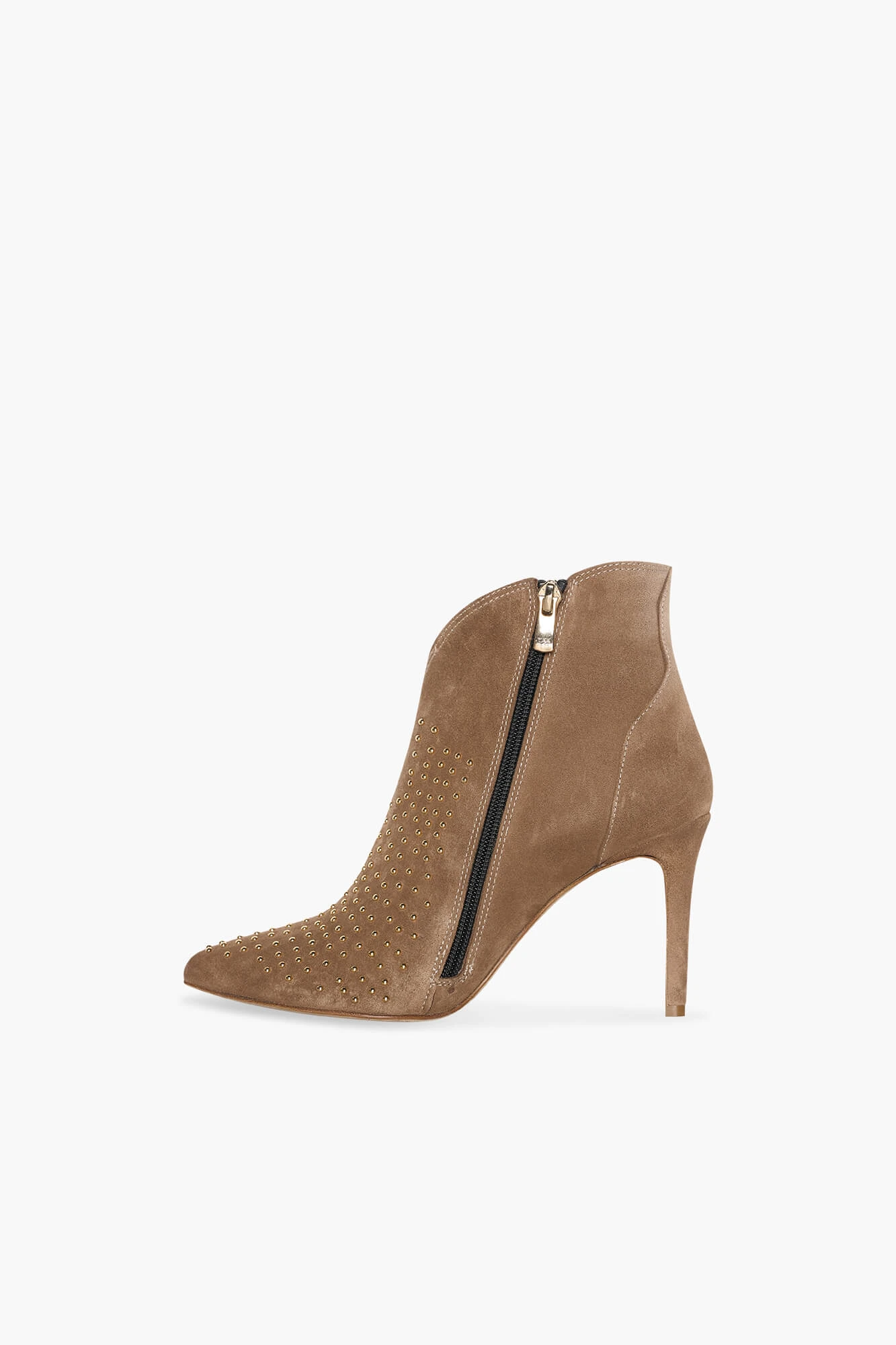 Damenstiefel aus Wildleder mit Nieten, Modell Stewart, Farbe Cognac