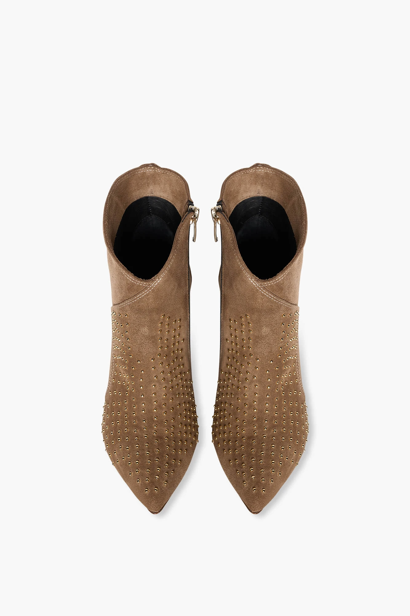 Damenstiefel aus Wildleder mit Nieten, Modell Stewart, Farbe Cognac