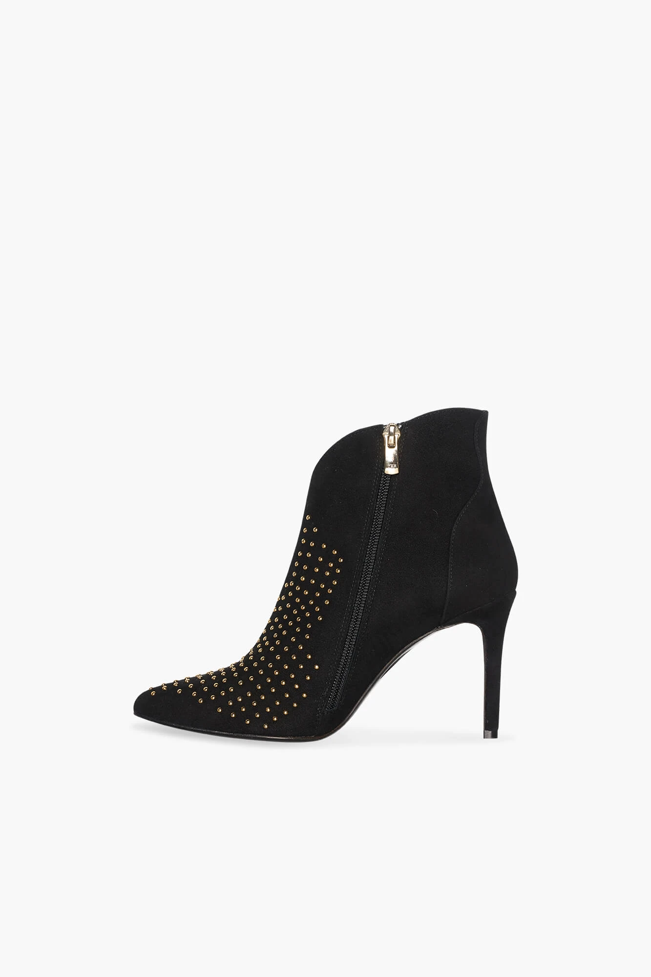 Damenstiefel aus Wildleder mit Nieten, Modell Stewart, schwarz