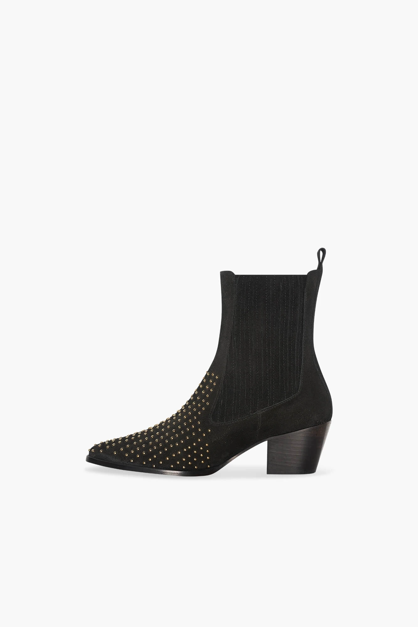 Enkellaars Western Dames Suede Colt Zwart Studs