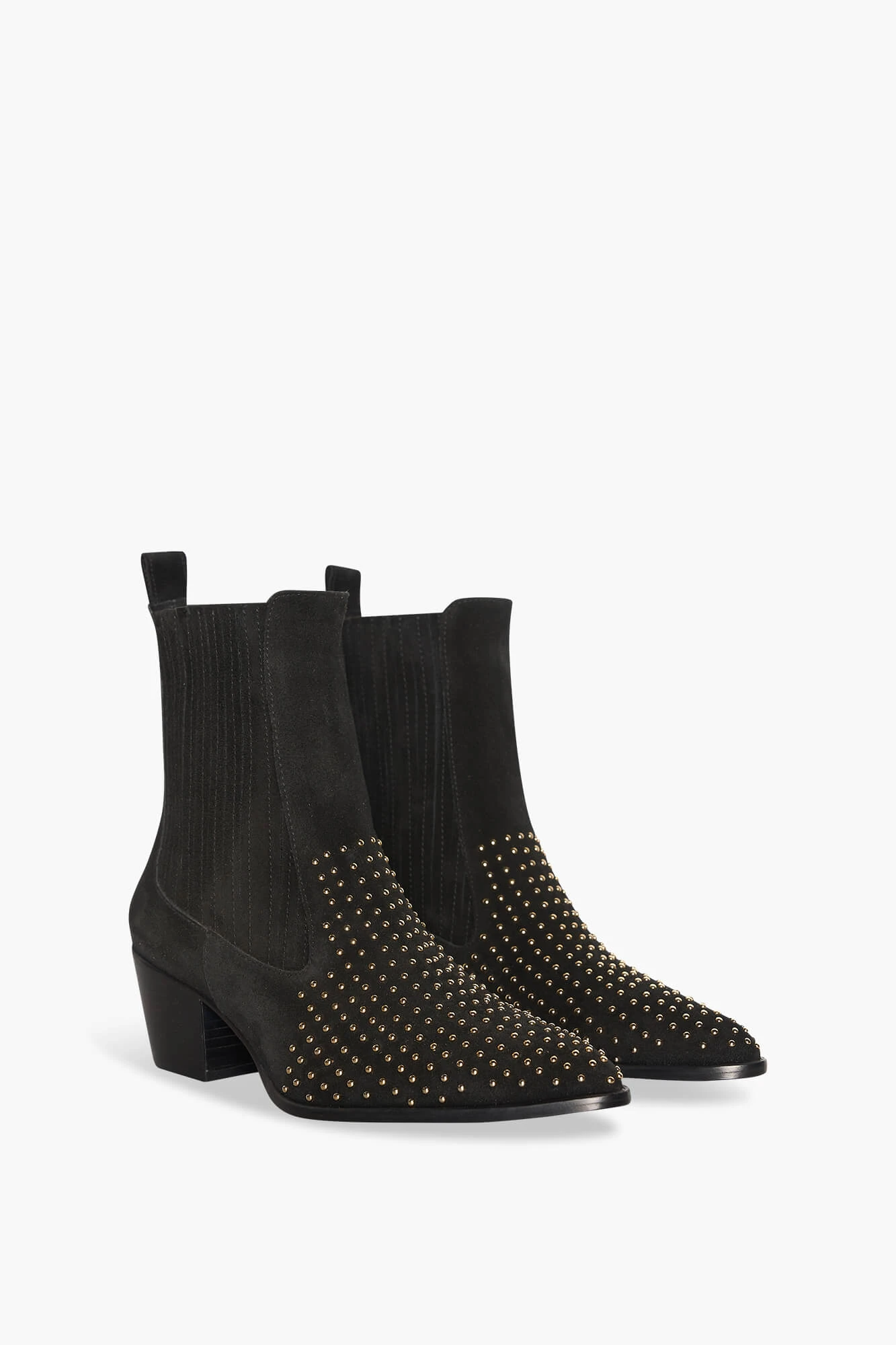 Enkellaars Western Dames Suede Colt Zwart Studs