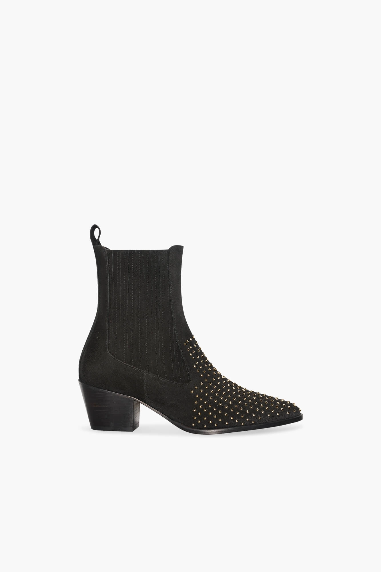 Enkellaars Western Dames Suede Colt Zwart Studs