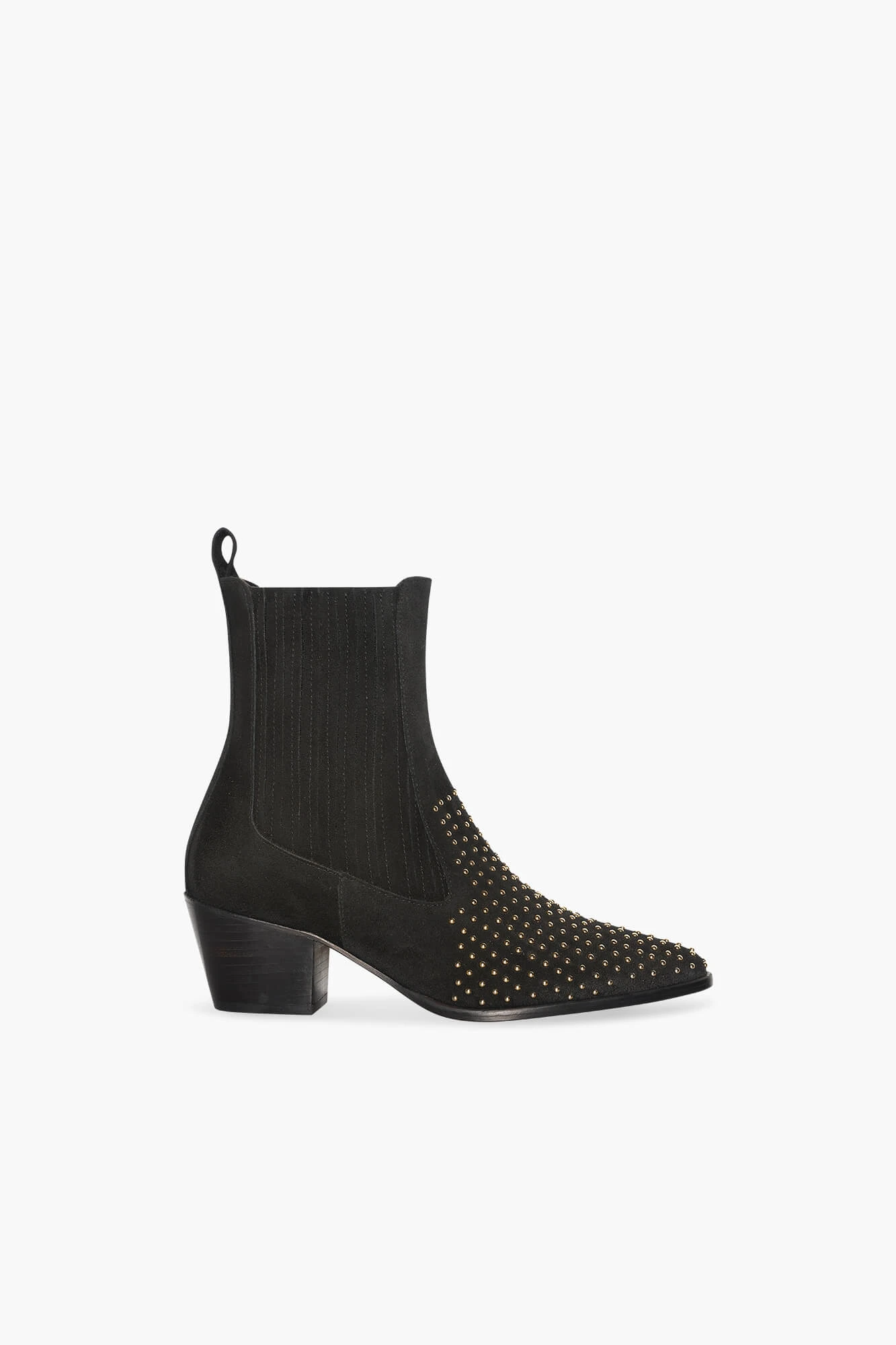 Enkellaars Western Dames Suede Colt Zwart Studs