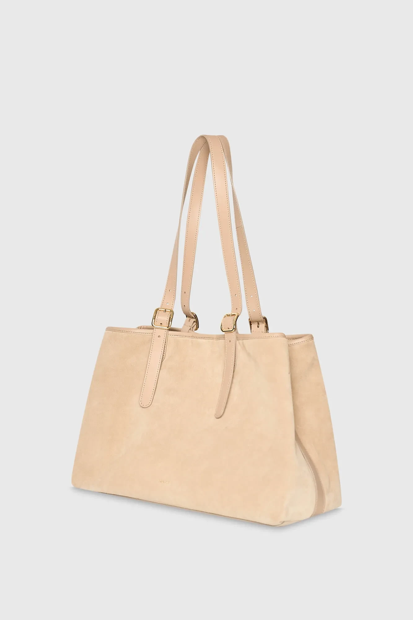Suede Leren Dames Handtas Shopper Harper Beige