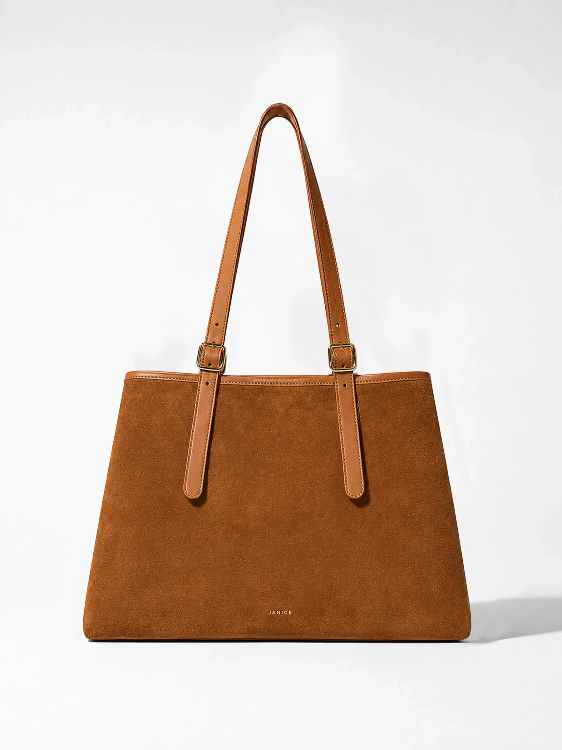 Suede Leren Dames Handtas Shopper Harper Camel