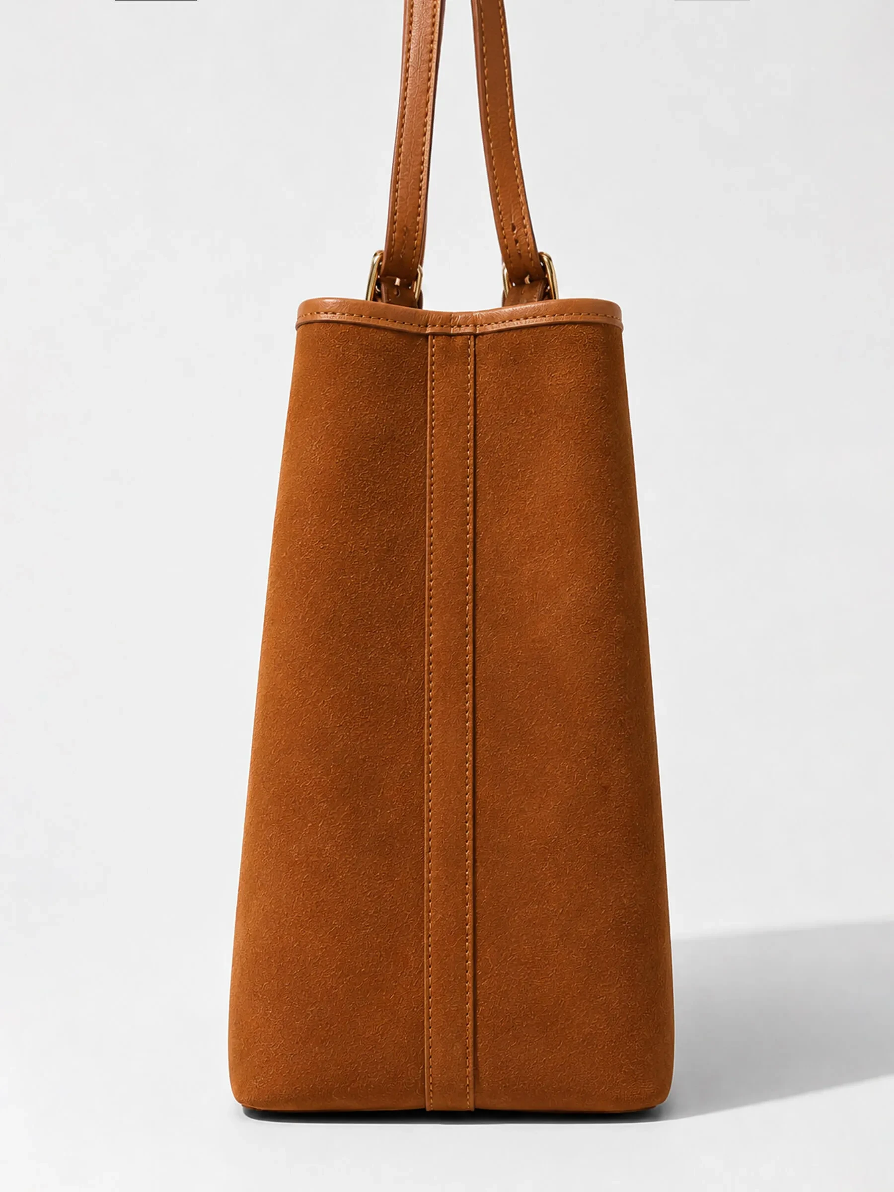 Suede Leren Dames Handtas Shopper Harper Camel