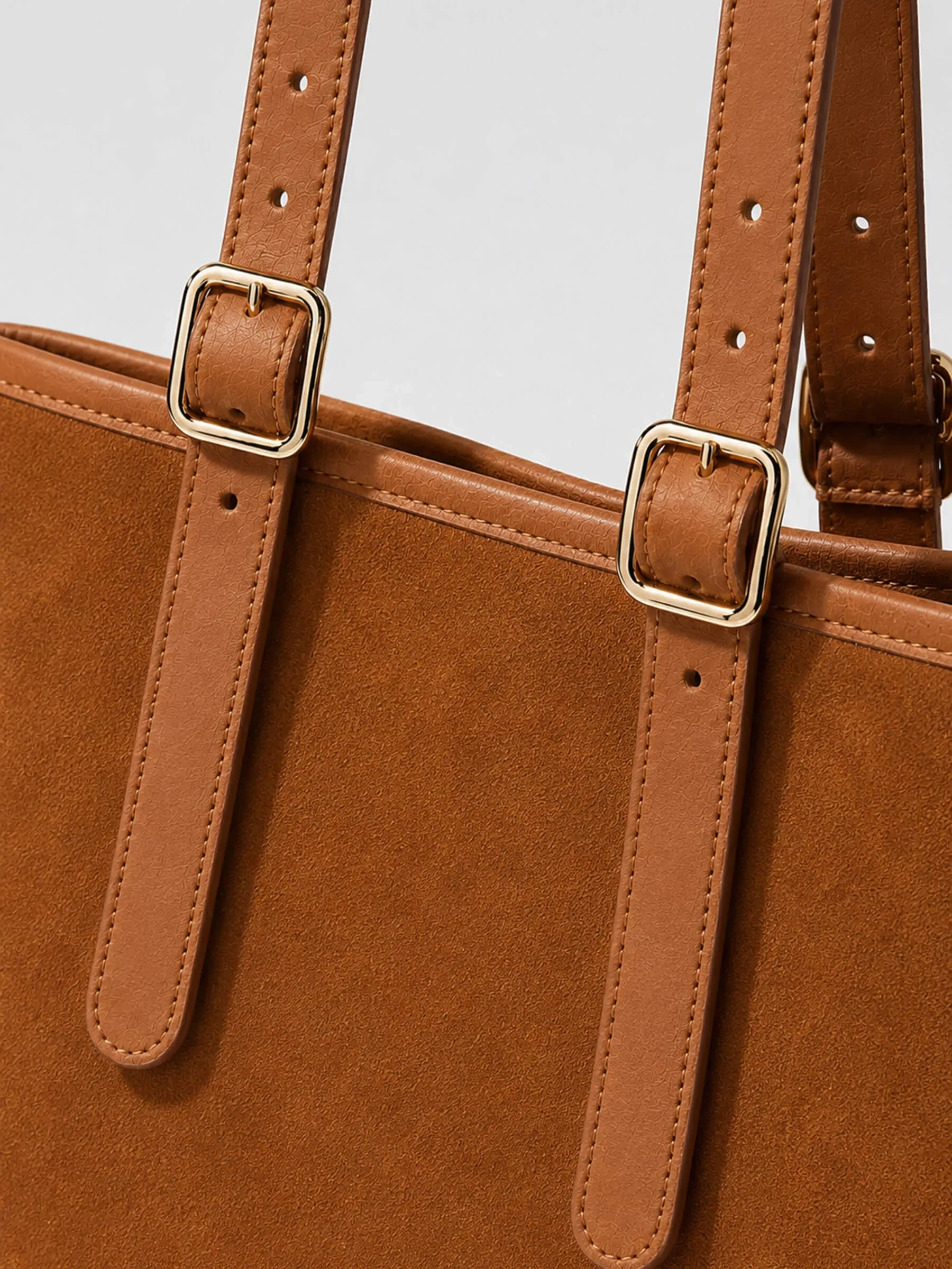Suede Leren Dames Handtas Shopper Harper Camel