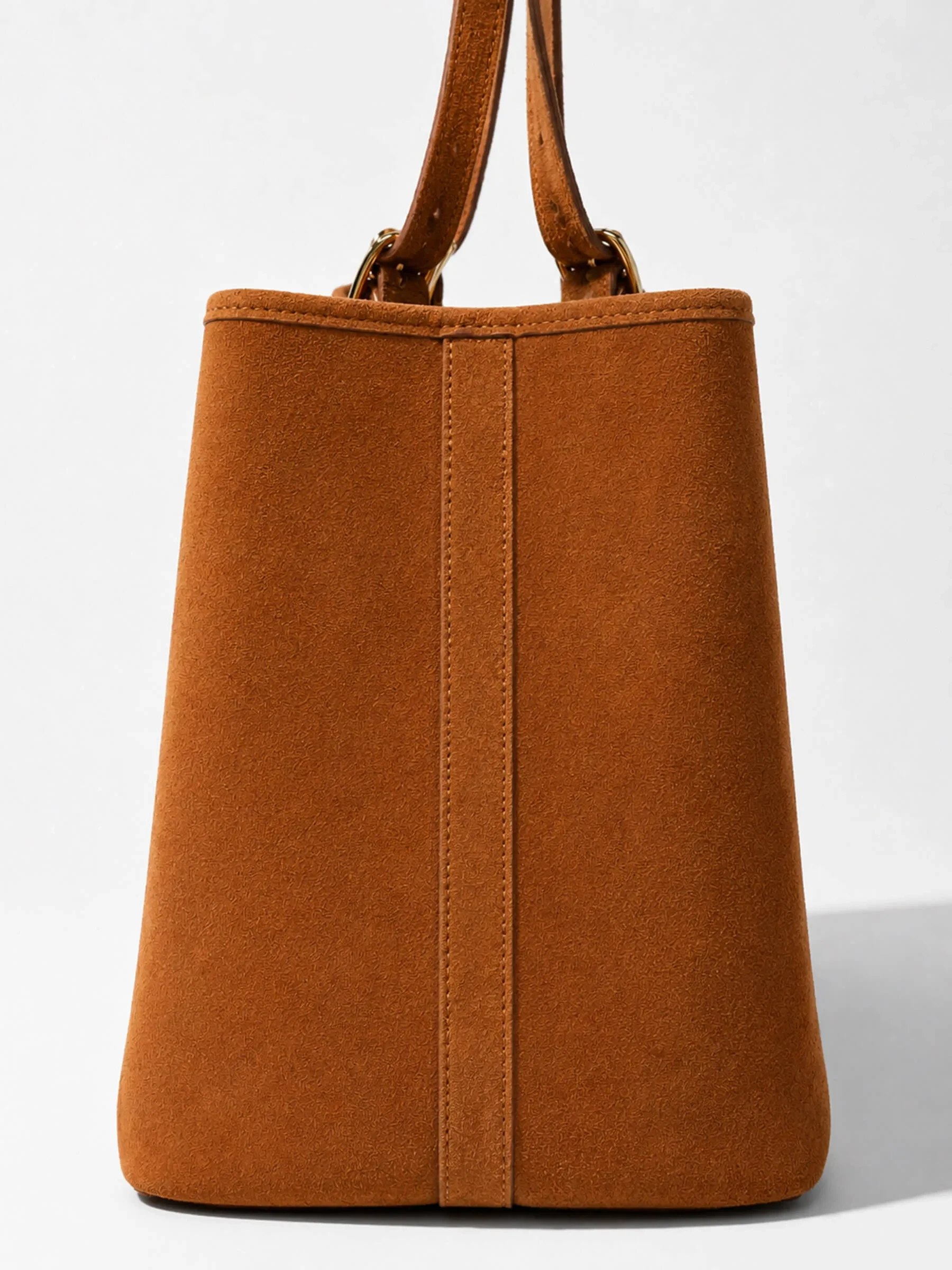Suede Leren Dames Handtas Shopper Harper Cognac