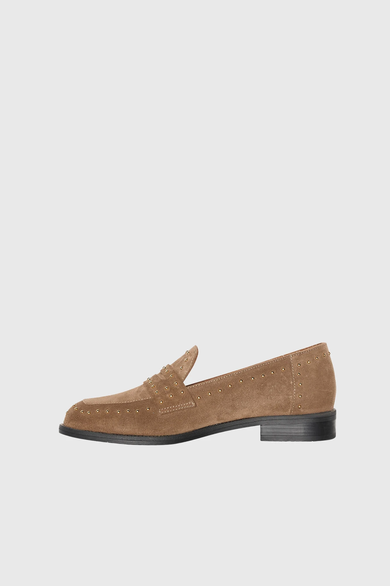 Loafer für Damen aus Wildleder mit Nieten, Blake-Sohle, Cognac
