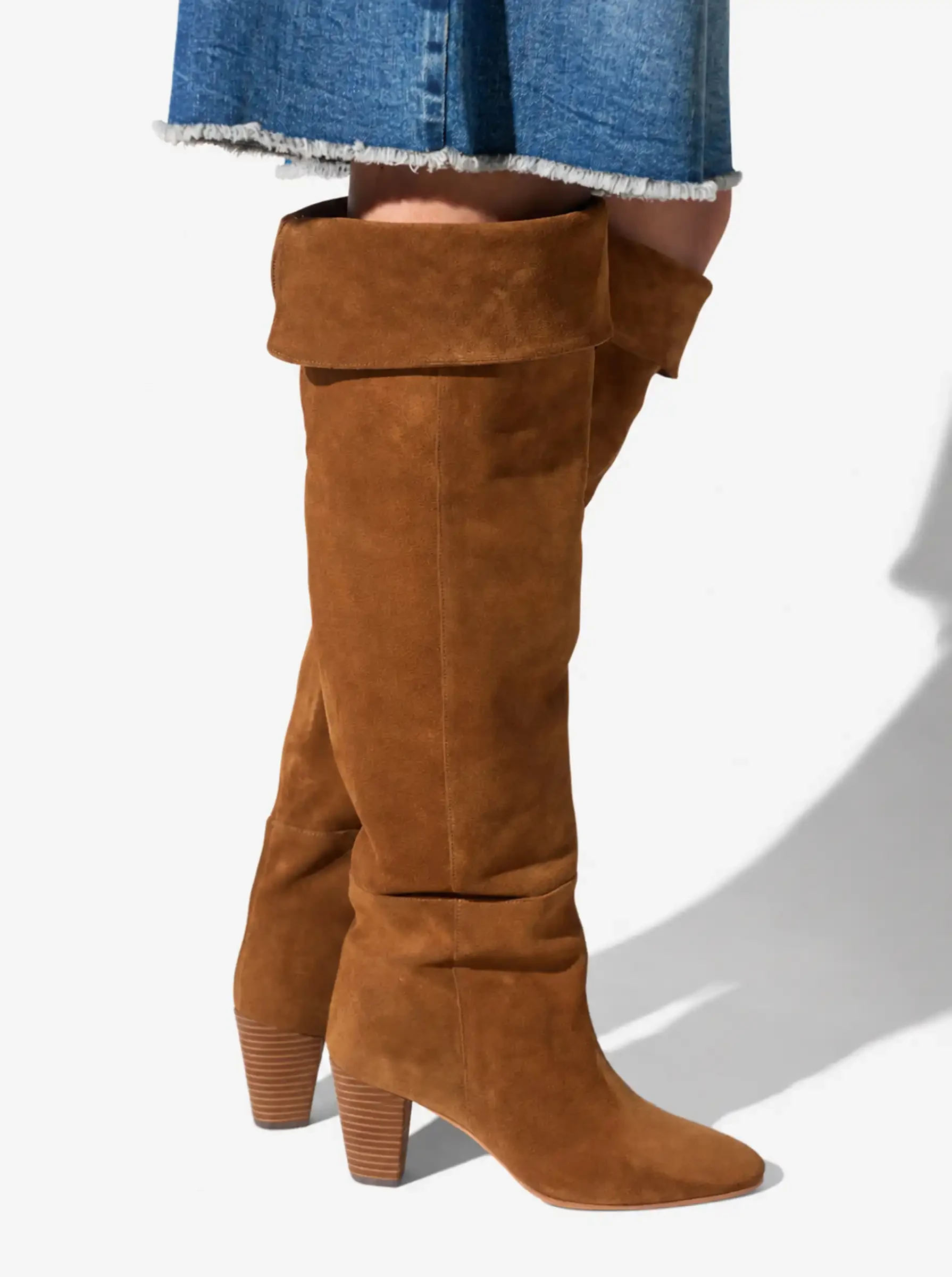 Suede Overknee Laarzen Cody Cognac