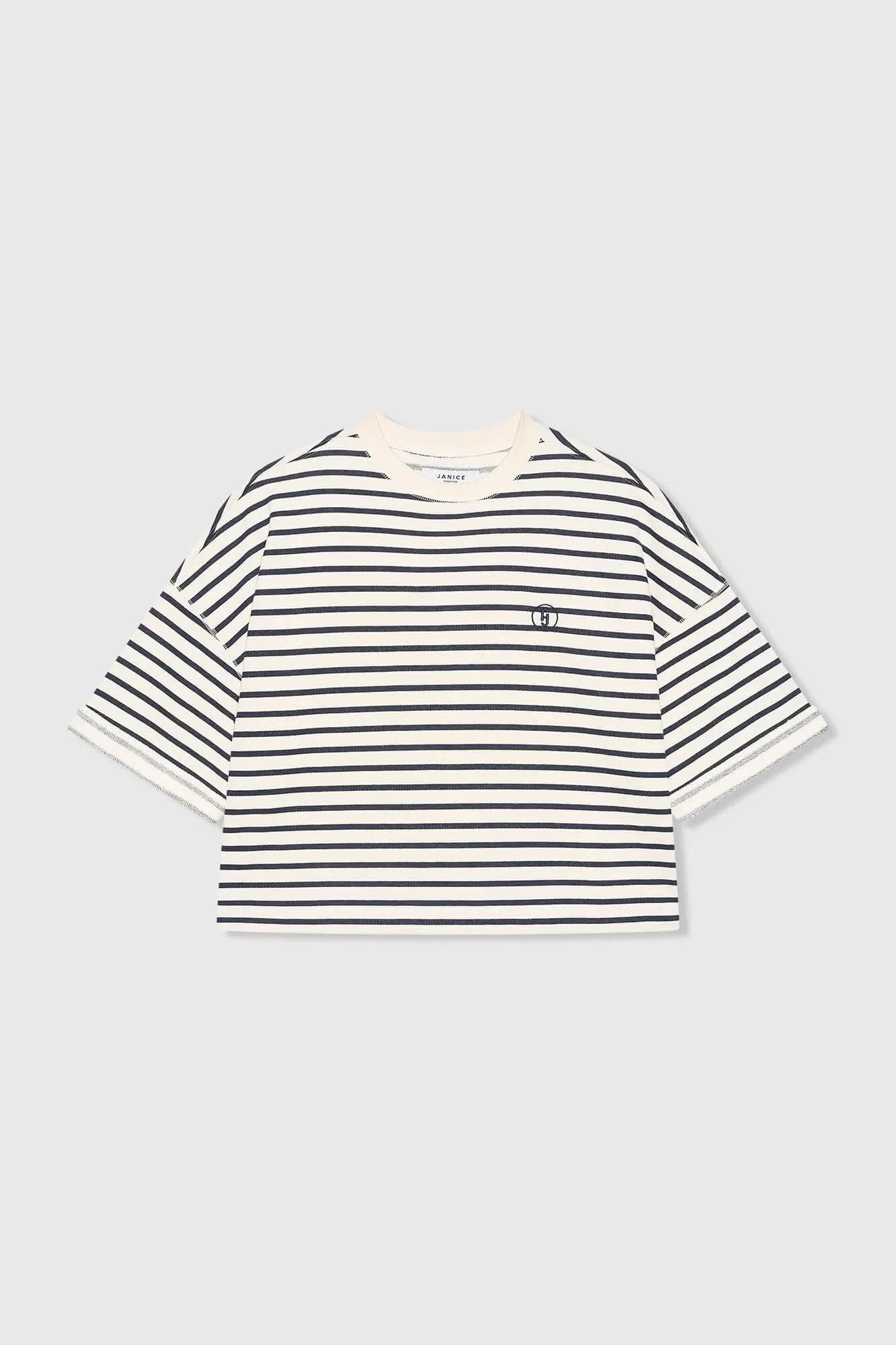Women's Blue and White Striped Cotton Sweater by Aiden