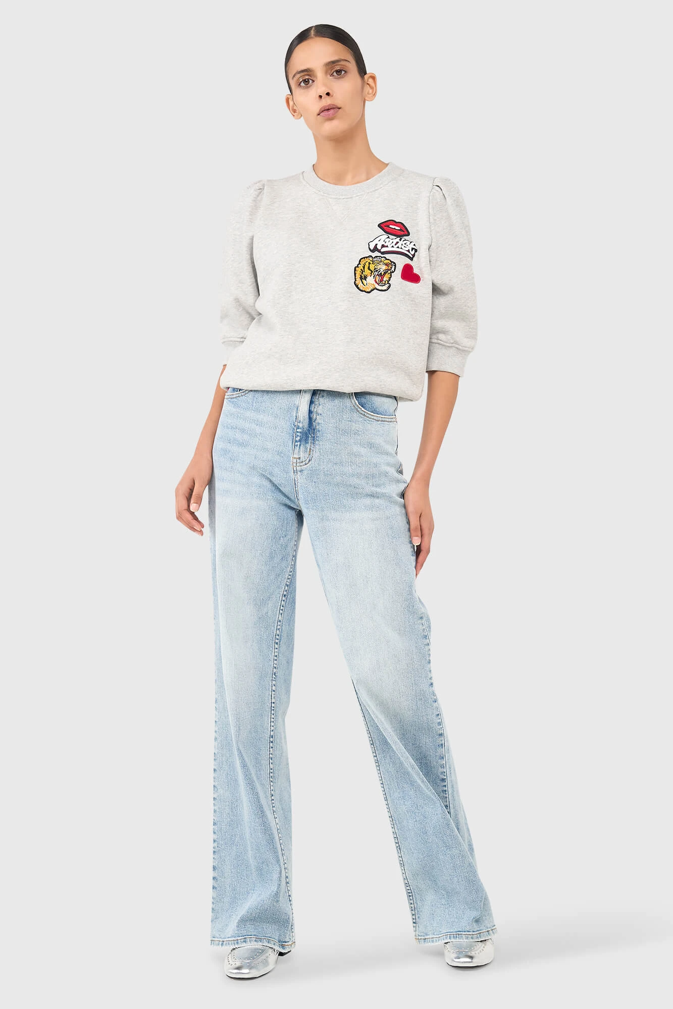 Frank Sweater Grijs Patches