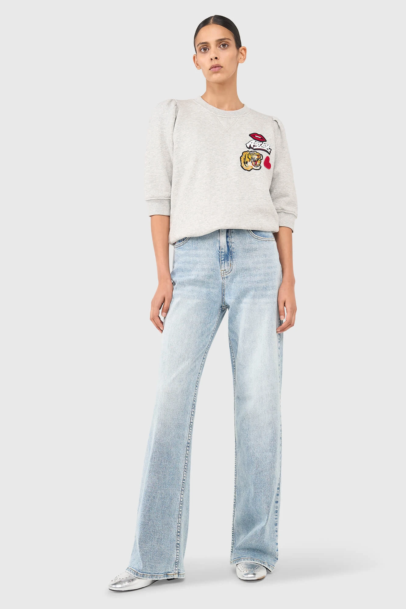 Frank Sweater Grijs Patches