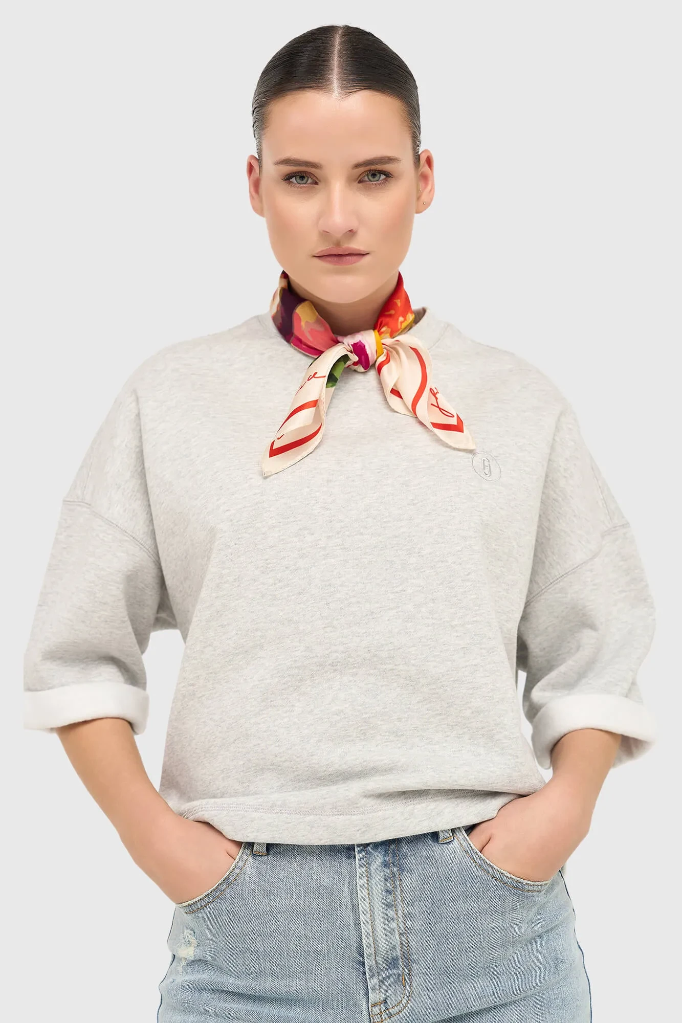 Women's Cotton Sweater, Gray, Aiden