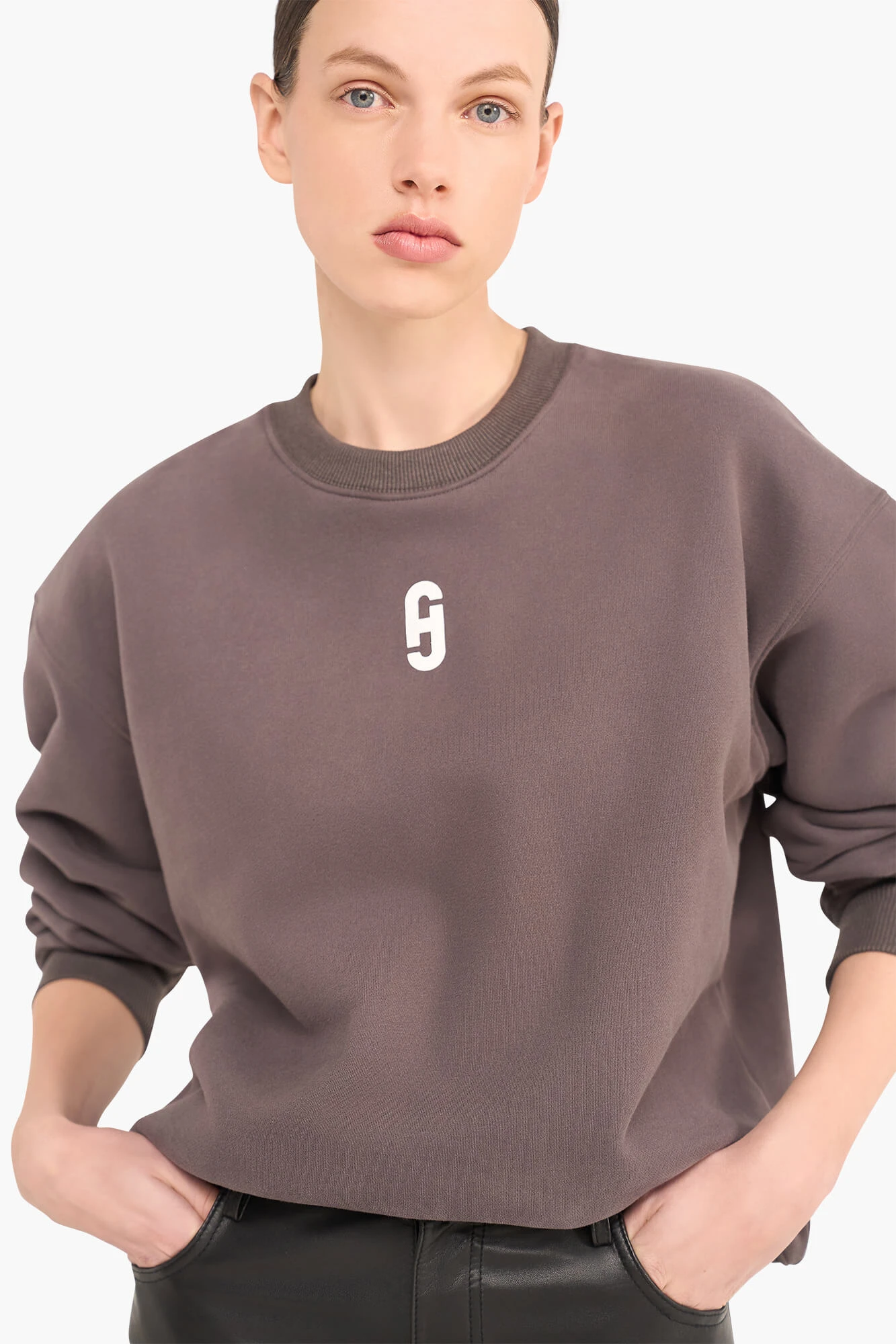 Sweater Dames Katoen Logo Andy Donker Grijs