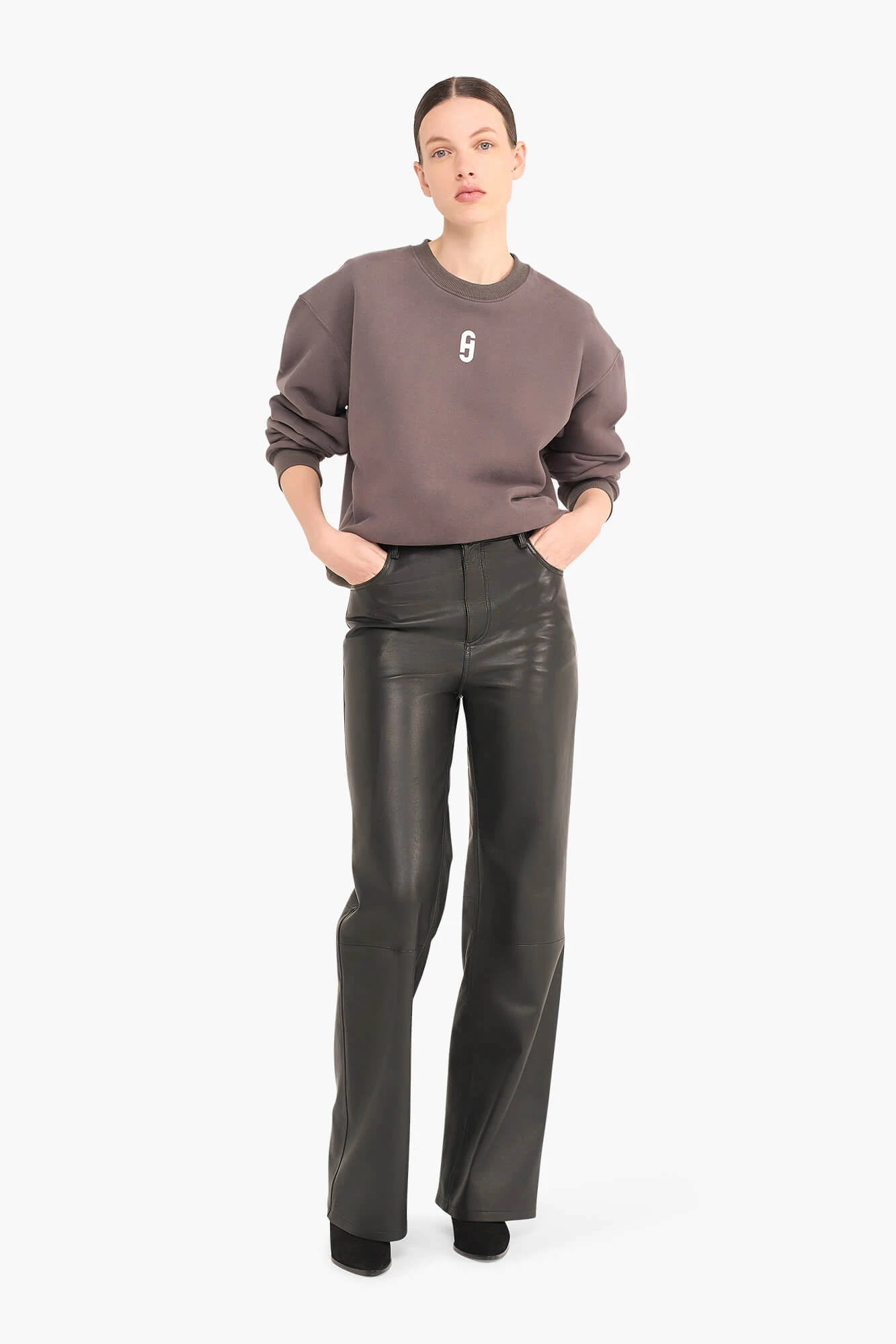 Sweater Dames Katoen Logo Andy Donker Grijs