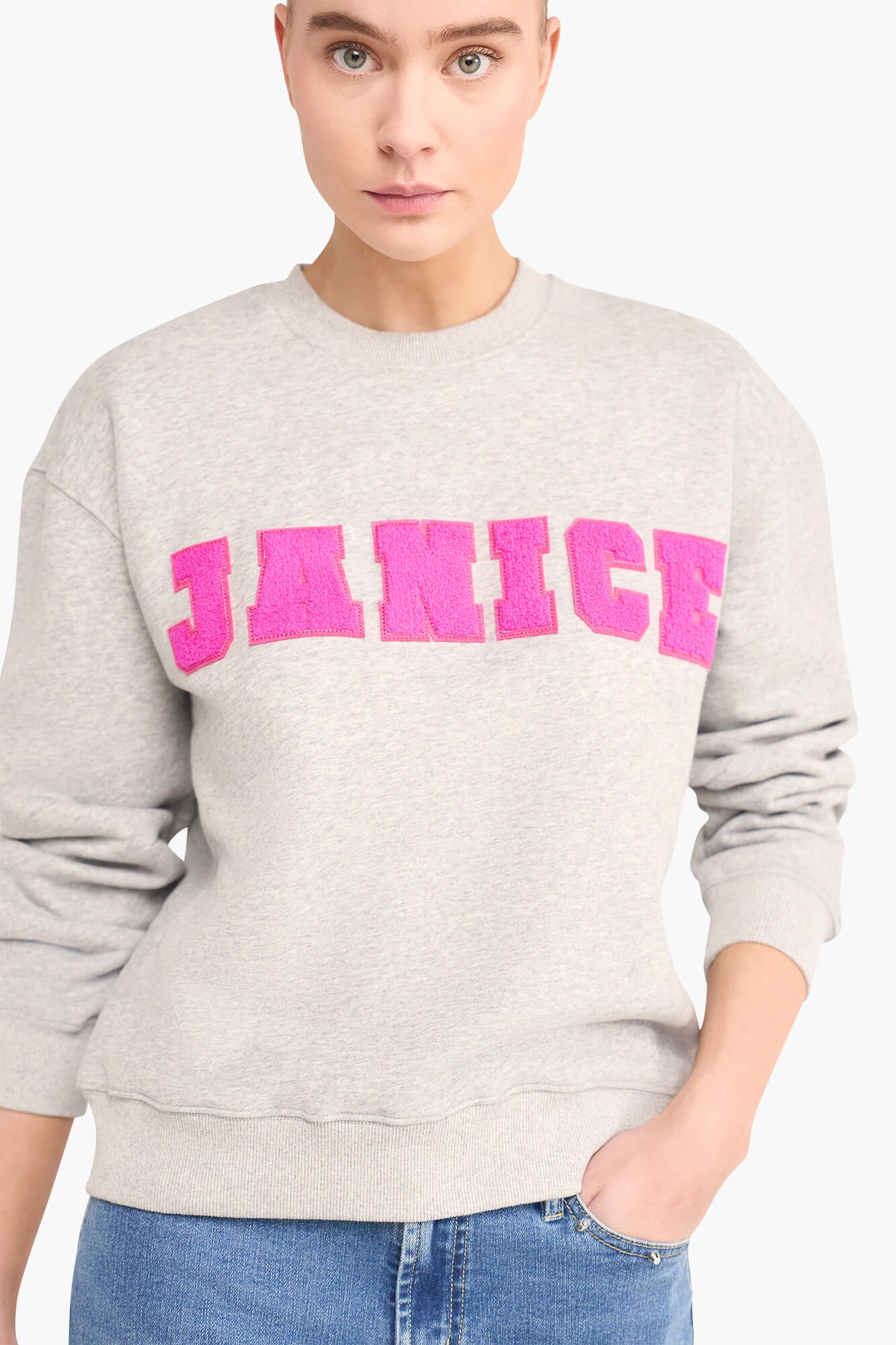 Sweater Dames Katoen Logo Roze Andy Grijs