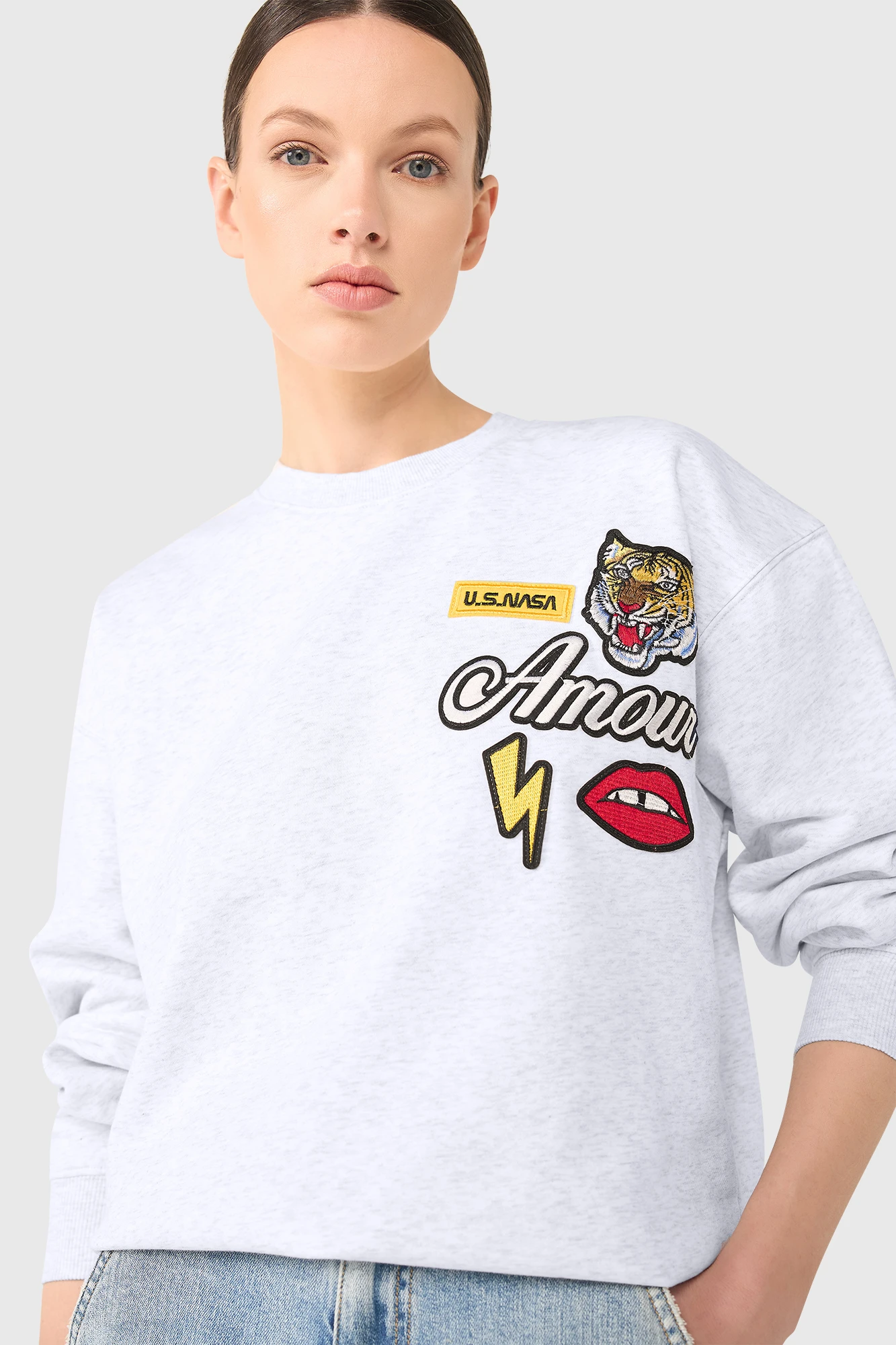 Andy Sweater Licht Grijs Patches