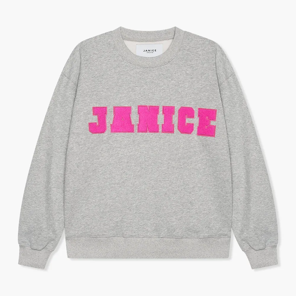 Sweater Dames Katoen Logo Roze Andy Grijs