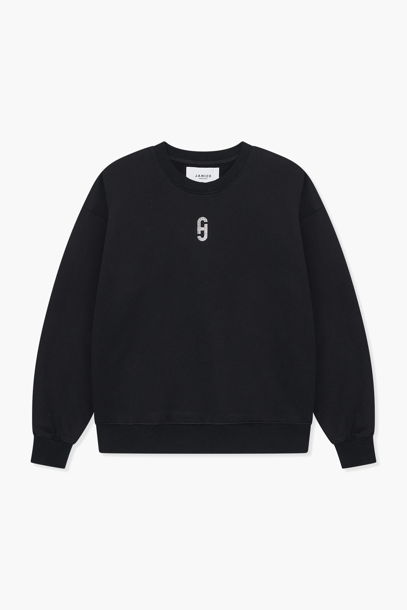 Damen-Sweatshirt aus Baumwolle mit Glitzer-Logo von Andy, schwarz