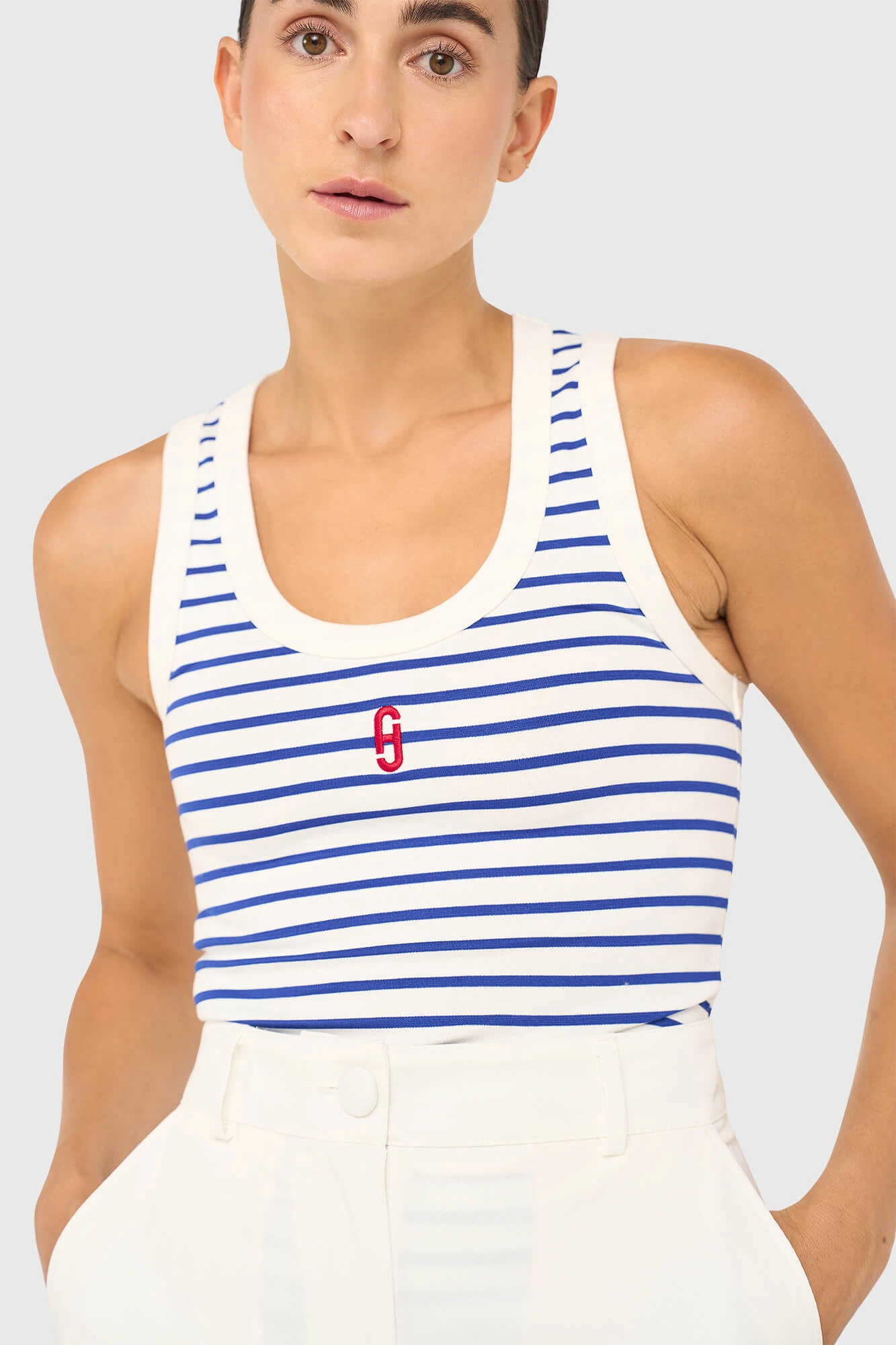 Joni Top Streep Licht Blauw