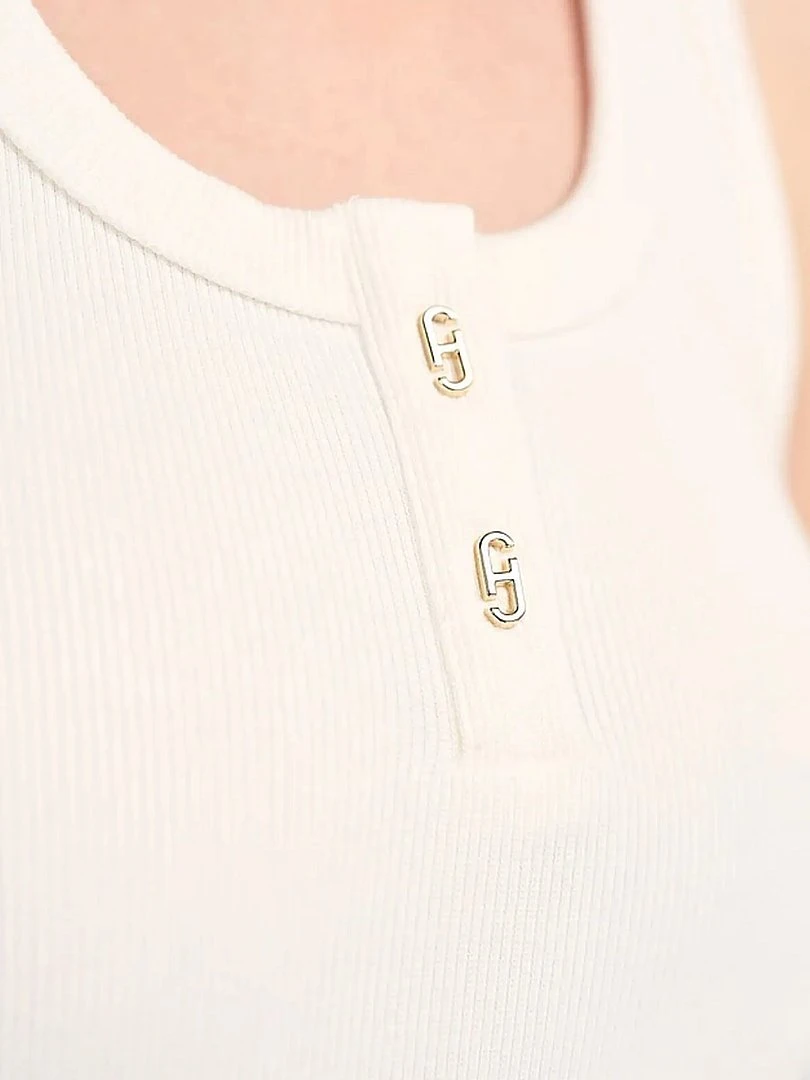 Tanktop für Damen aus Baumwolle mit Logo-Aufdruck, Rolf, Weiß