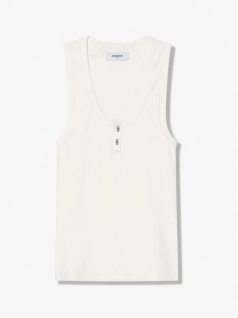 Tanktop für Damen aus Baumwolle mit Logo-Aufdruck, Rolf, Weiß