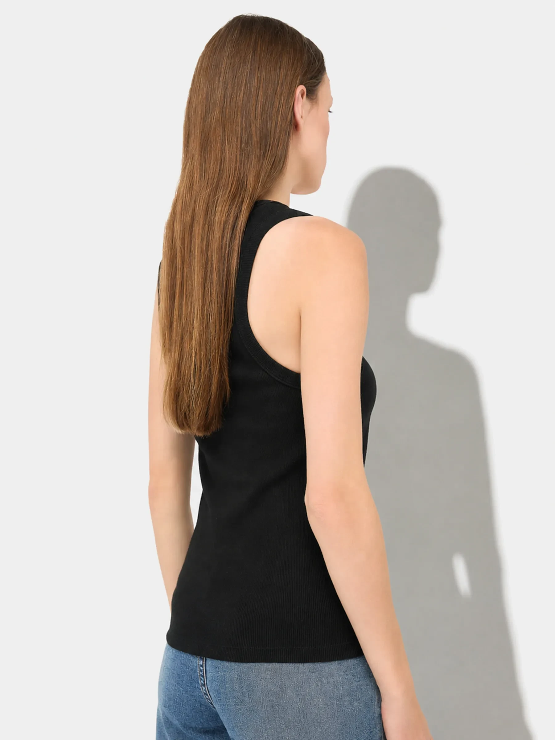 Tanktop für Damen aus Baumwolle mit Logo-Aufdruck, Rolf, schwarz