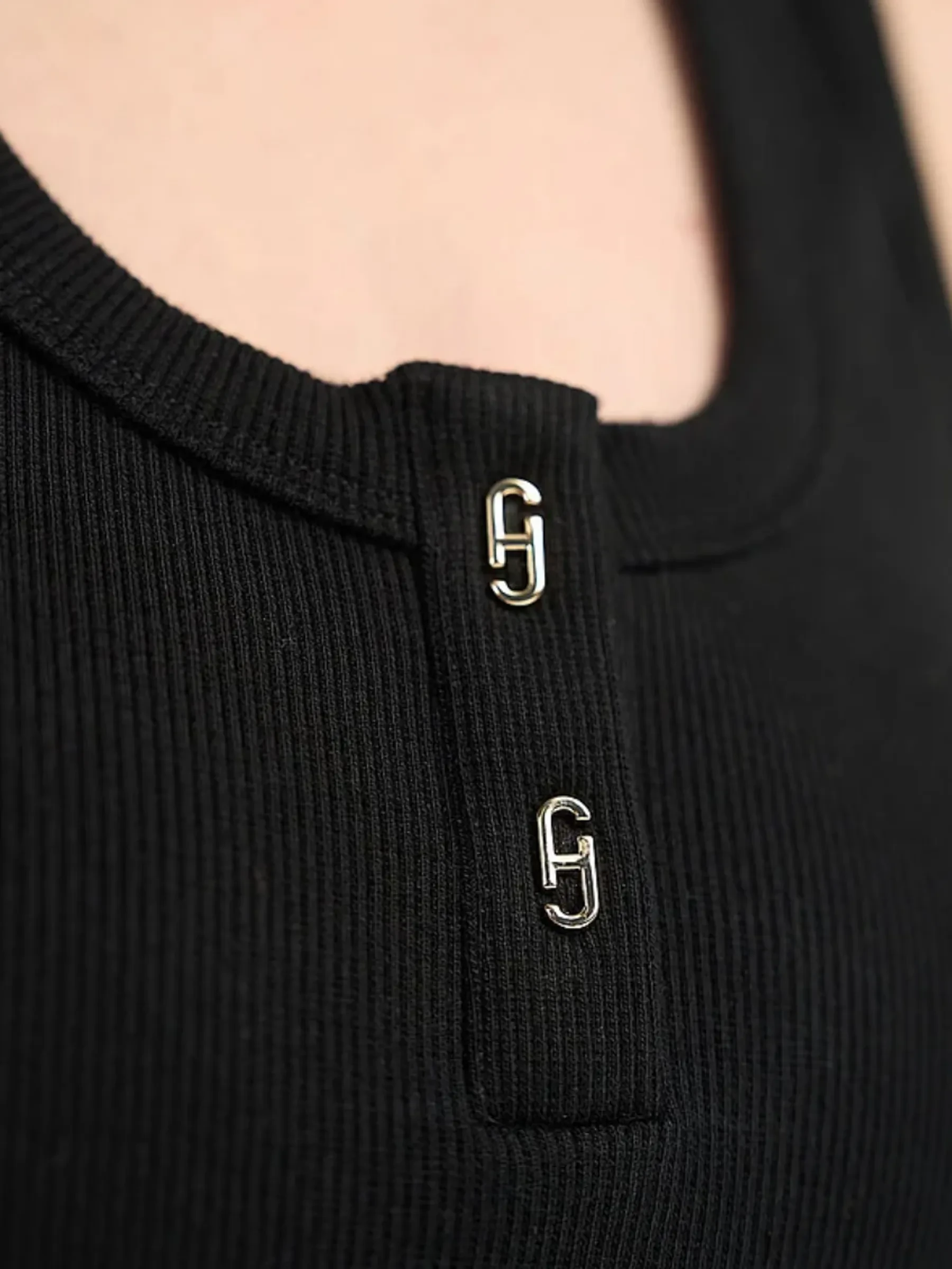 Tanktop für Damen aus Baumwolle mit Logo-Aufdruck, Rolf, schwarz
