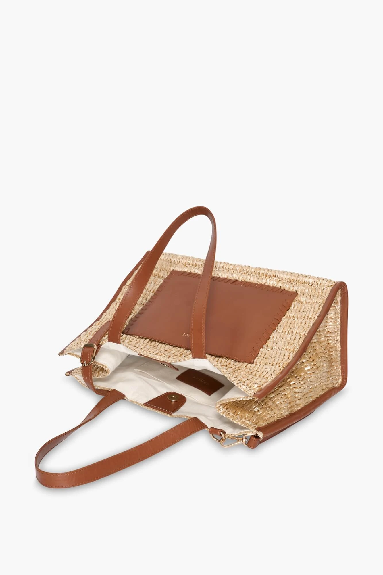 Raffia Leather Leo Natural Beige Medium Bag
