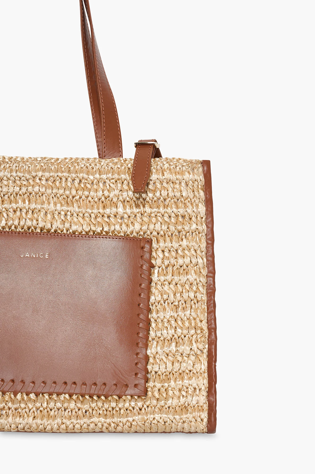 Raffia Leather Leo Natural Beige Medium Bag