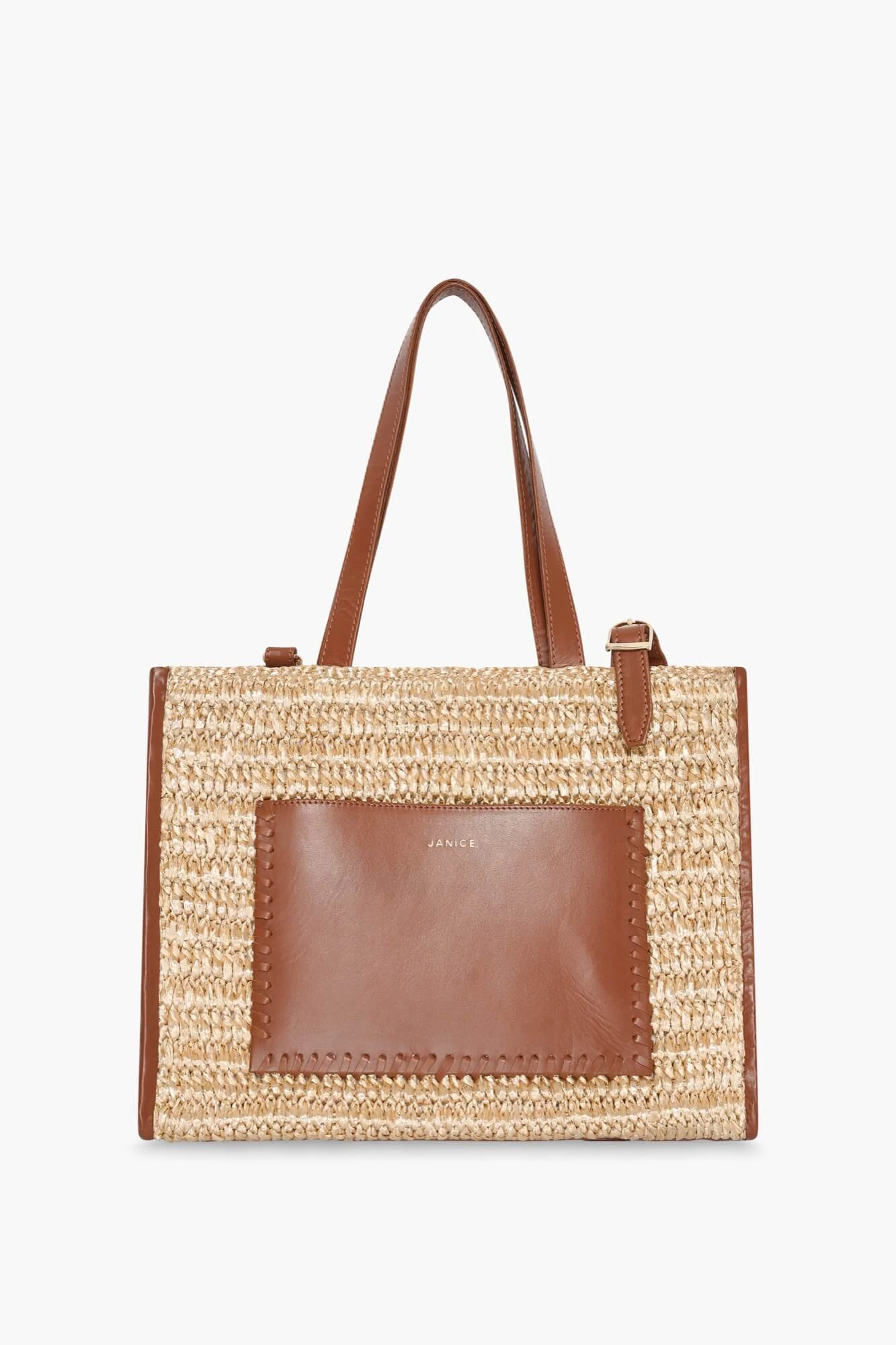 Raffia Leather Leo Natural Beige Medium Bag