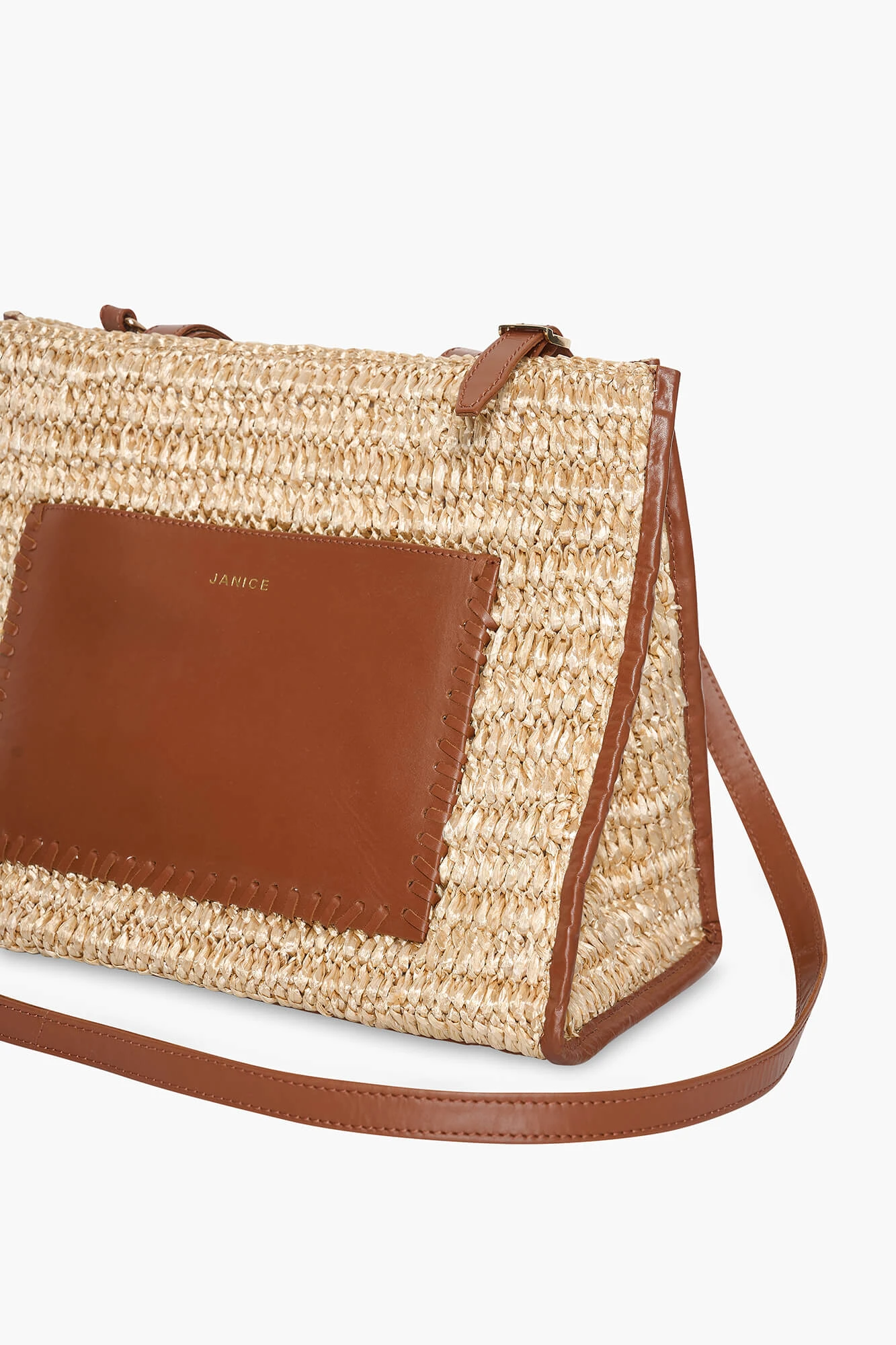 Raffia Leather Leo Natural Beige Medium Bag