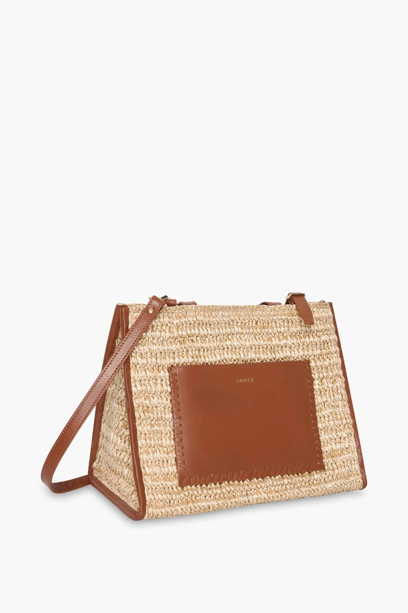 Raffia Leather Leo Natural Beige Medium Bag