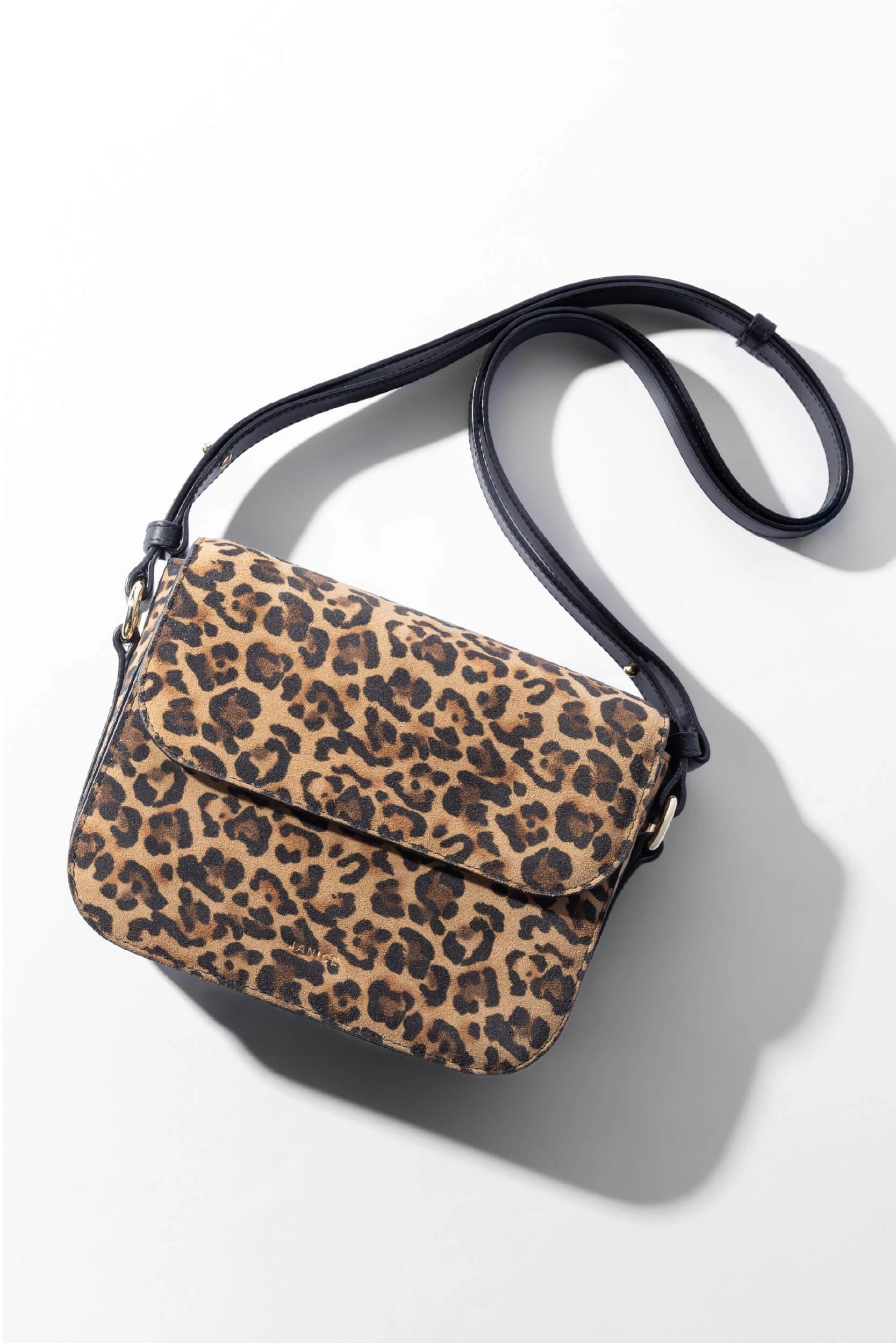 Lederhandtasche für Damen Elias mit Leopardenmuster aus Wildleder