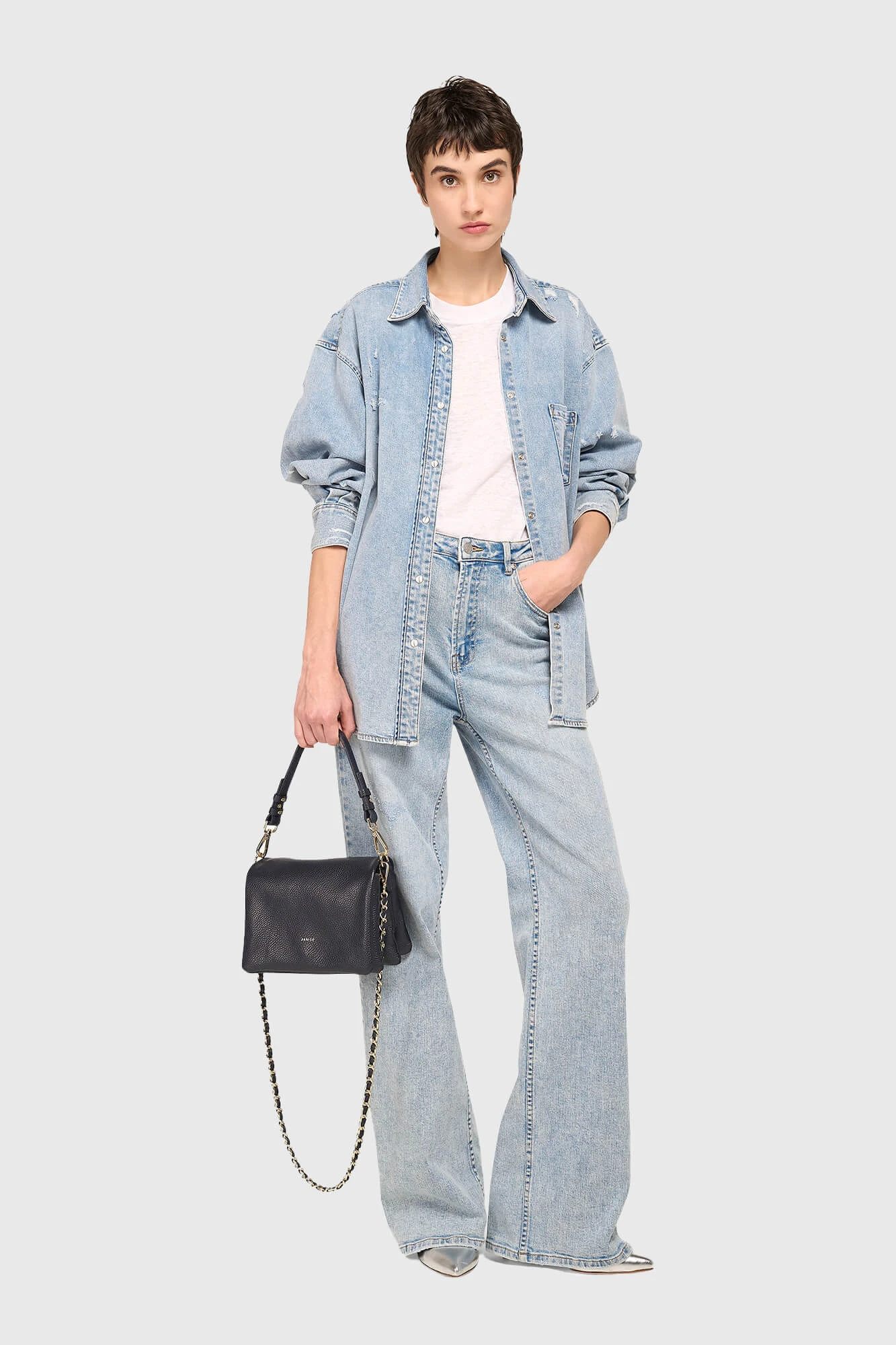 Skylar Navy Blue Leather Shoulder Bag for Women