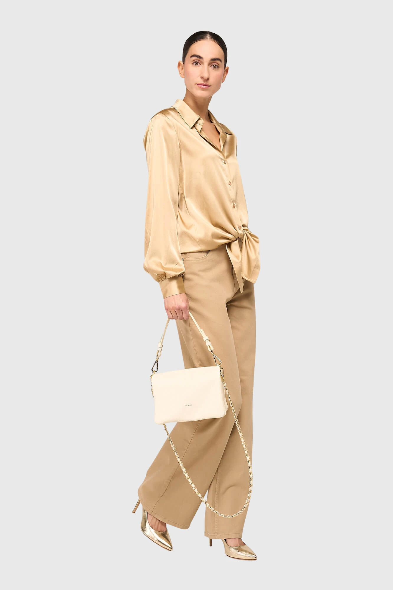 Skylar Off-White Leather Shoulder Bag for Women